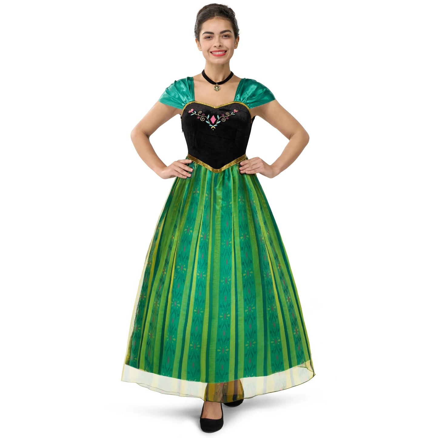 Syncfun Women Princess Costume, Green Dress Fairy with Necklace for Halloween Costume Party Dress Up Role Play M-XXL