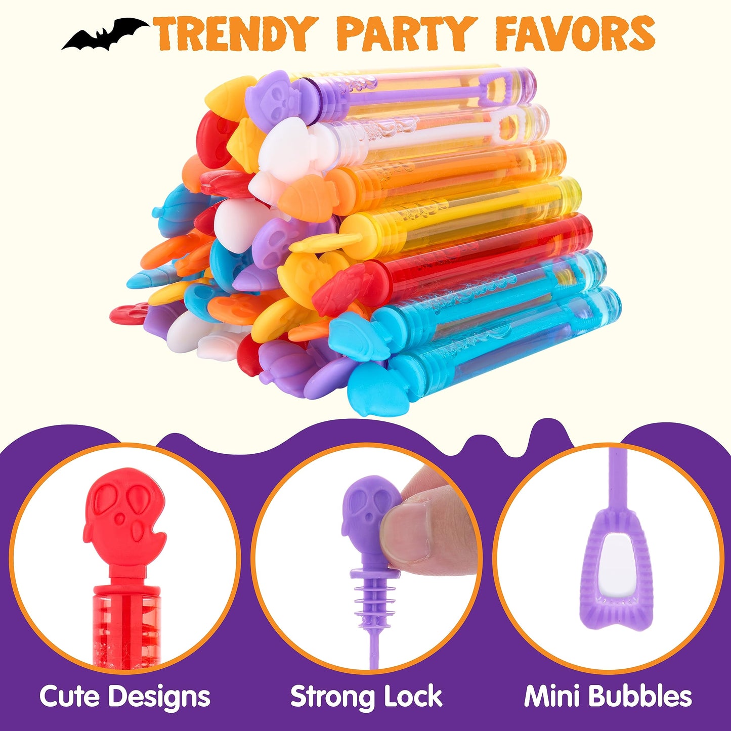Syncfun 36 Pcs Halloween Bubble Wands,Halloween Toys for Kids,Halloween Party Favors Games,Halloween Treat Bag Fillers Prizes Goodies,Classroom Halloween Decorations