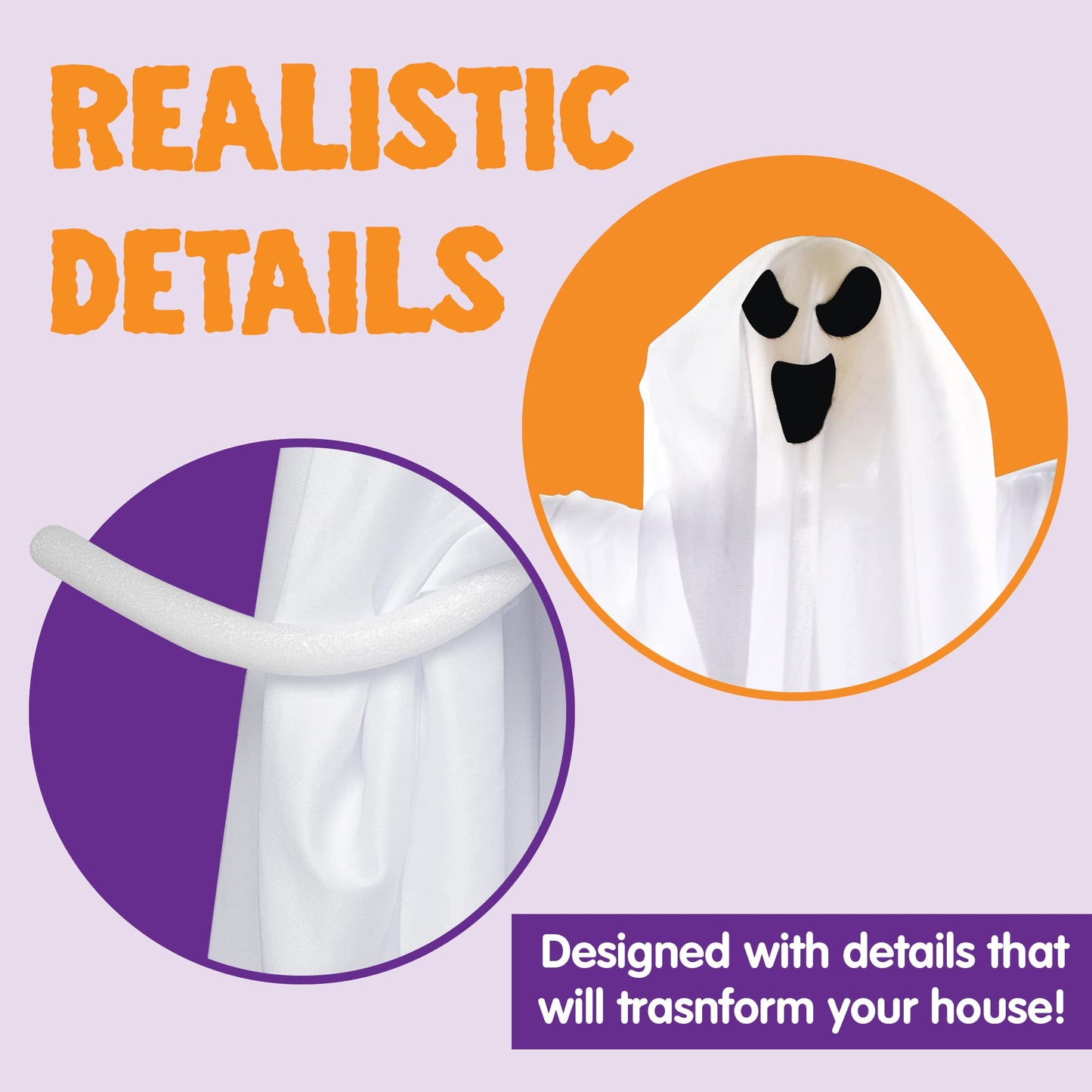 JOYIN 3 Pack Halloween Party Decoration 25.5" Hanging Ghosts, Cute Flying Ghost for Front Yard Patio Lawn Garden Party Décor and Holiday Decorations