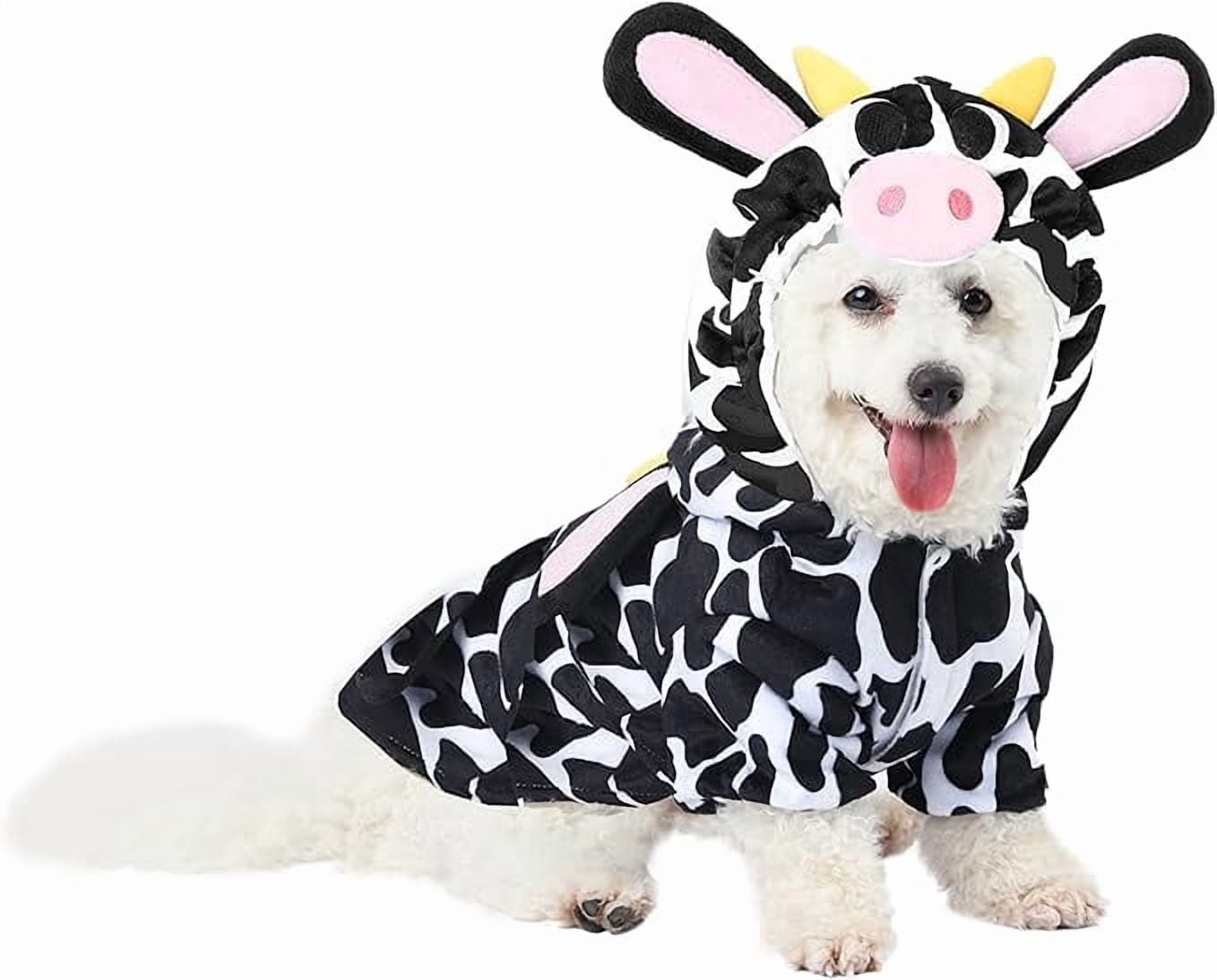 Joyfy Pet Cow Costume for Dogs, Halloween Costume with 3D Cow Hood for Dress Up Party and Outdoor Play,X Large