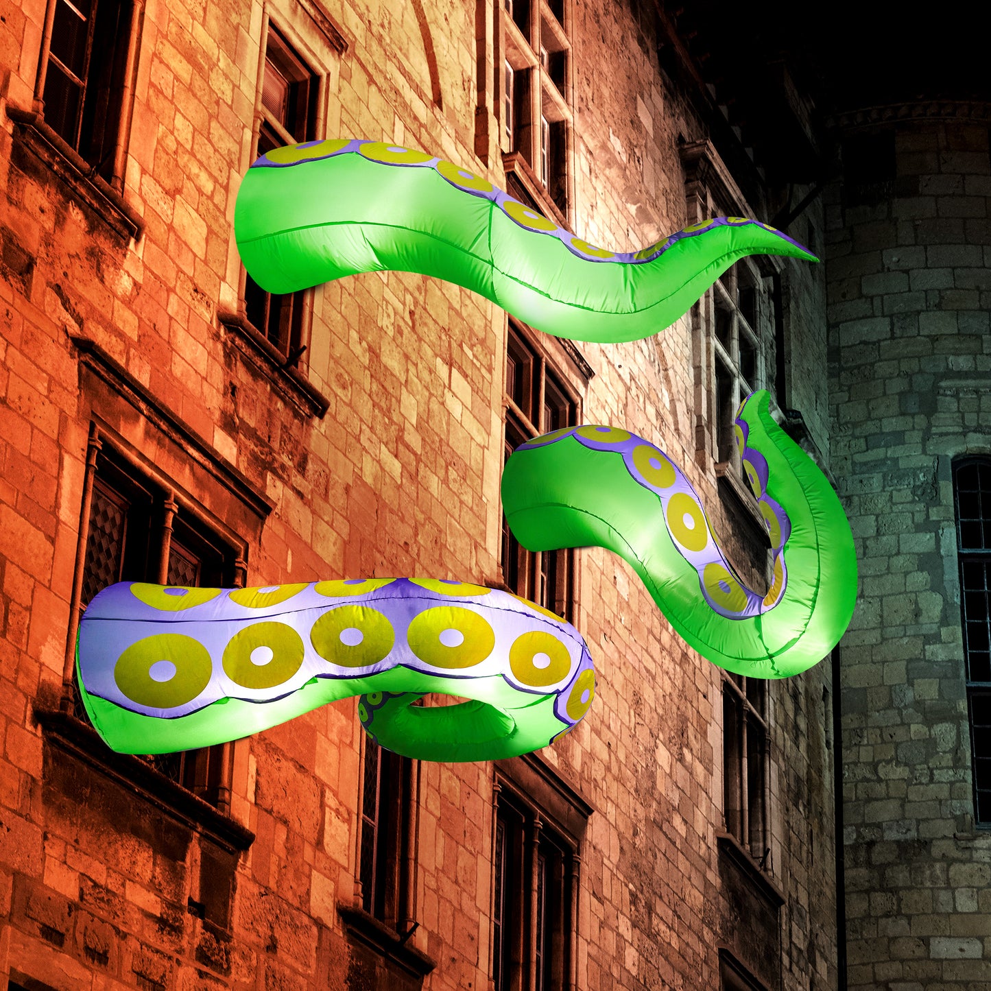 Syncfun 3 Pcs Halloween Inflatable Outdoor Giant Octopus Tentacle Broke Out from Window with Built-in LED Blow Up Inflatable for Window Decoration Yard Garden Lawn Decor