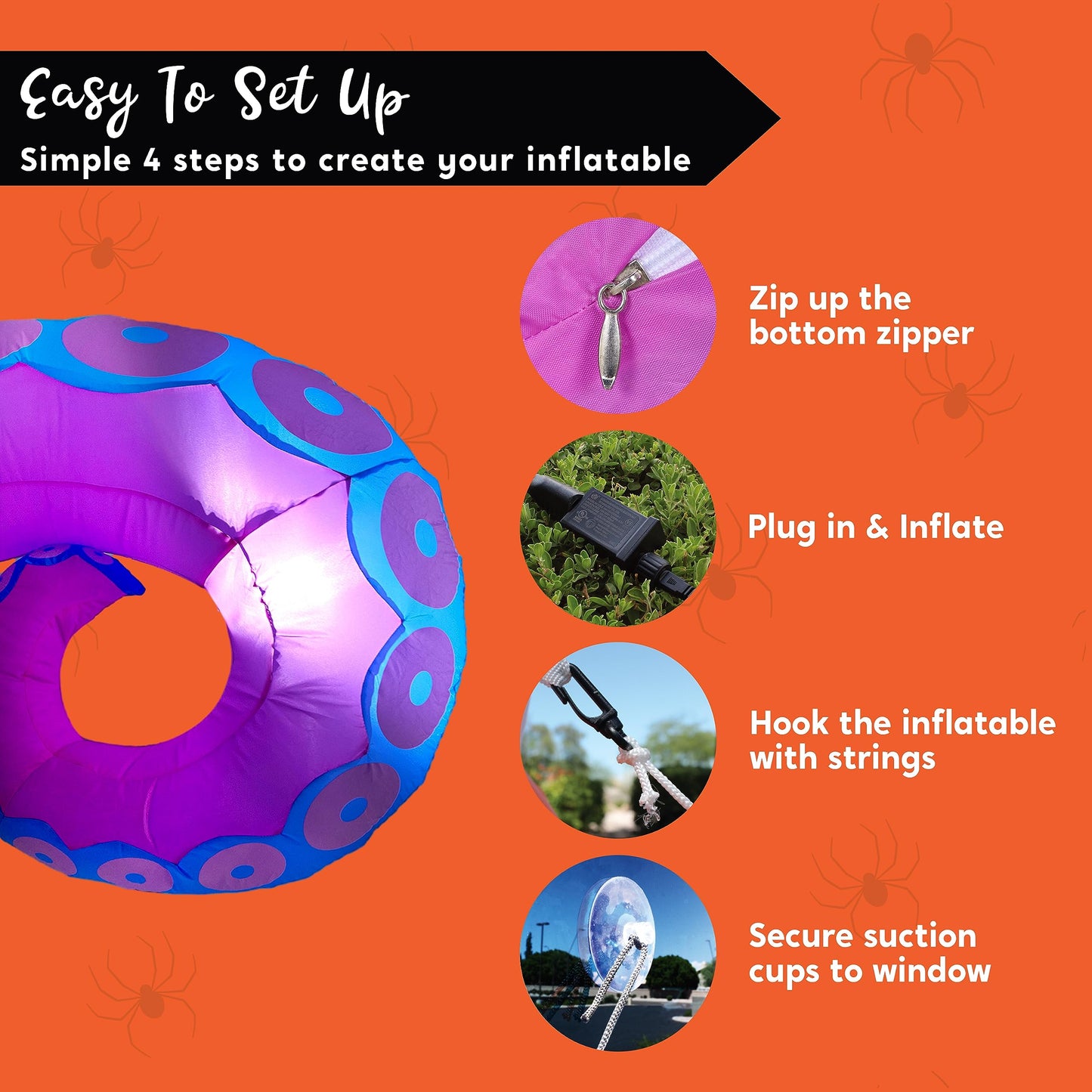 Syncfun 3 Pcs Halloween Inflatable Outdoor Giant Octopus Tentacle Broke Out from Window with Built-in LED Blow Up Inflatable for Window Decoration Yard Garden Lawn Decor