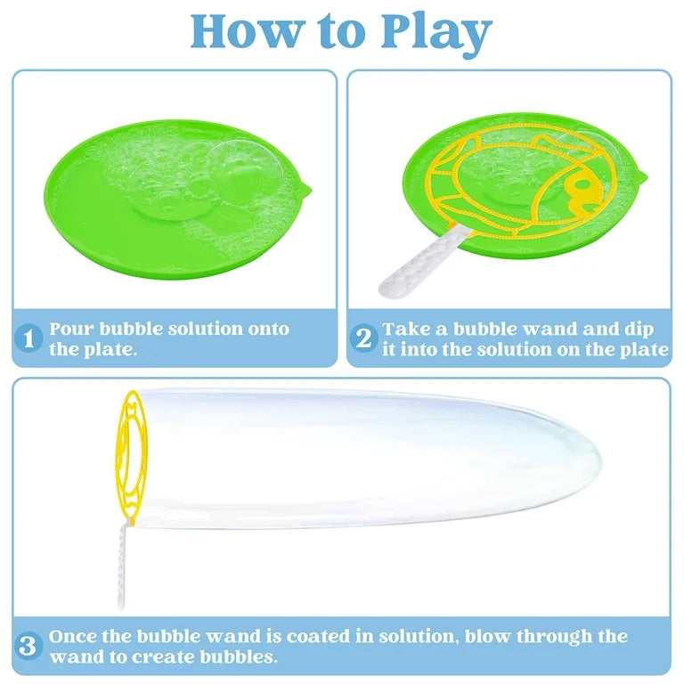 Syncfun 48Pcs Big Bubble Wands Set, 18" Giant Bubble Bottle with Tray Bulk, Large Bubble Wands for Kids Adults Gifts, Summer Outside Bubble Toys, Easter Basket Stuffers, Birthday Party Favors