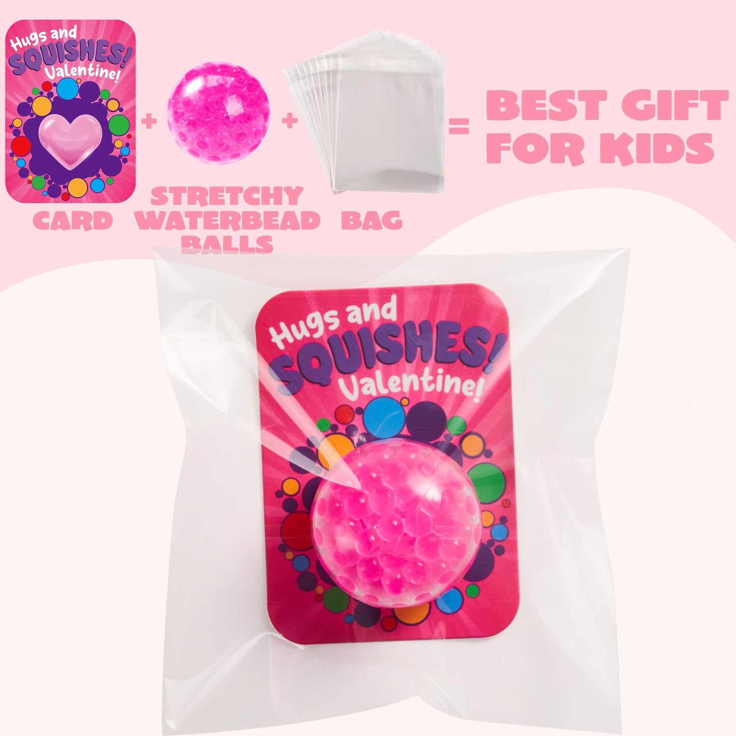 30 PCS Valentine's Day Sensory Stress Balls with Cards, Squishy Toy Fidget Toys Anxiety Relief for Adult, Valentine's Party Favors, Gift Classroom Exchange Rewards