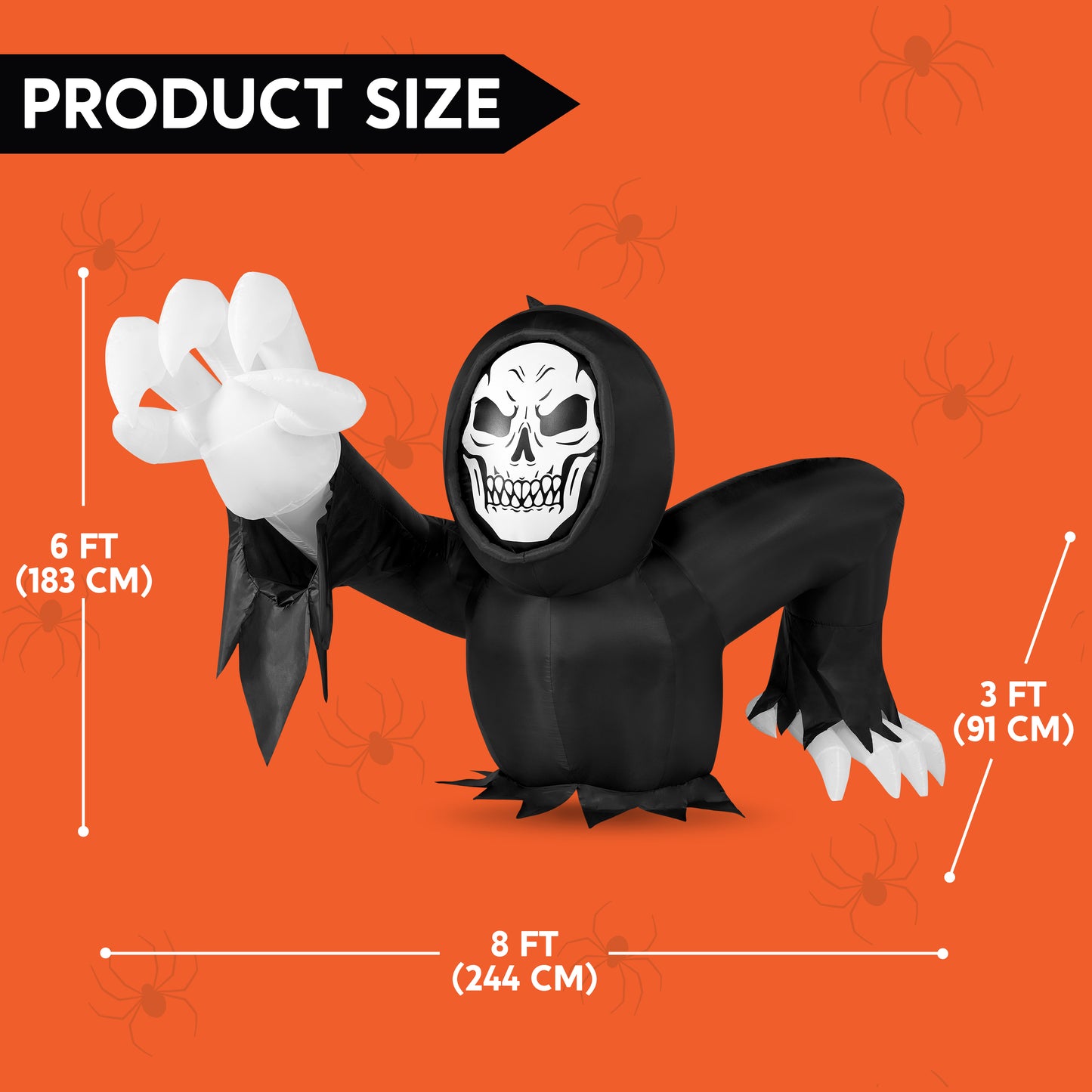 Syncfun 8 FT Halloween Inflatables Long Light Up Grim Reaper Ground Breaker Halloween Inflatables Outdoor Decorations,Blow up Halloween Yard Decorations