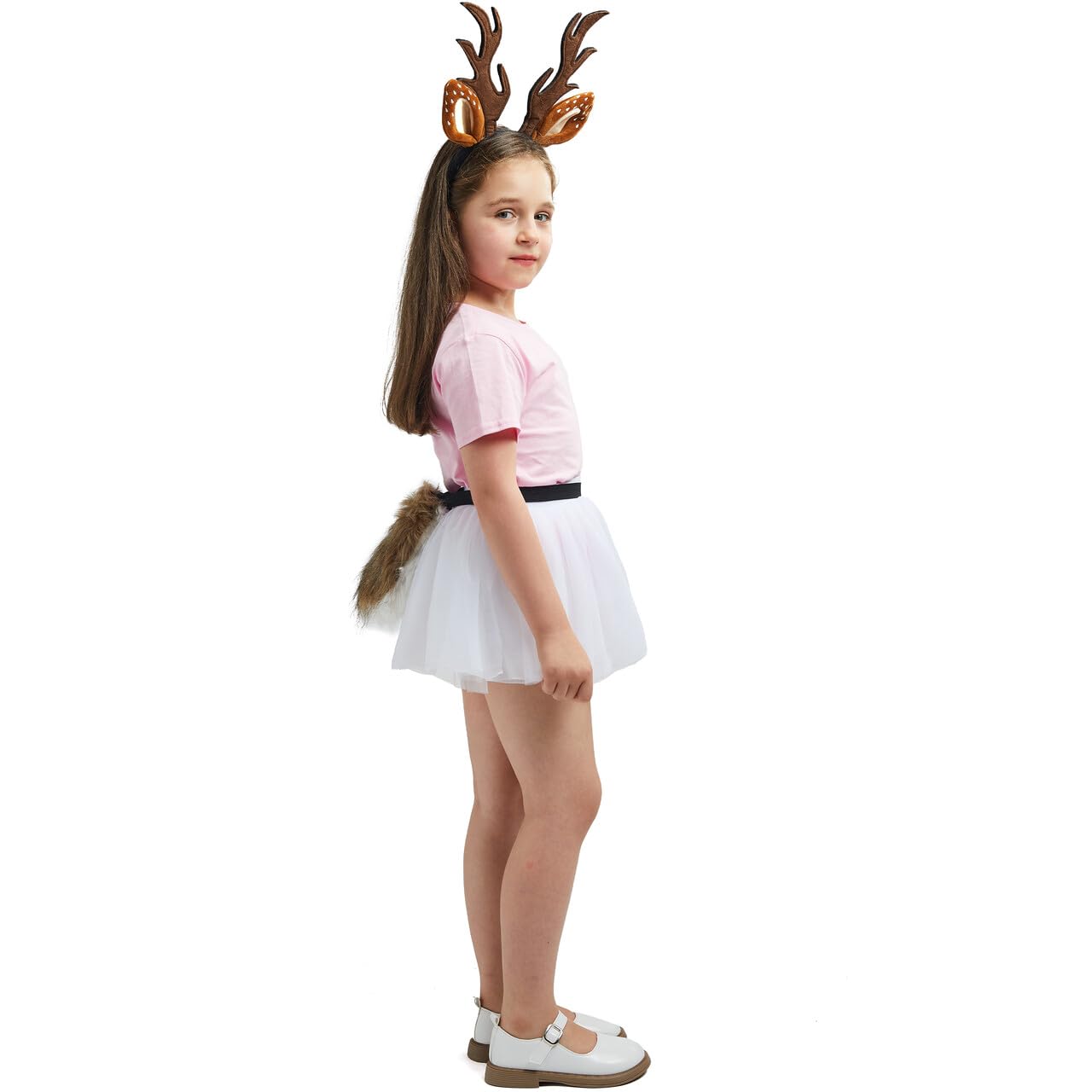 Joyfy Halloween Deer Headband,Antler Headband Reindeer with Fawn Tail for Girls Women,Halloween Party Props Cosplay Accessories