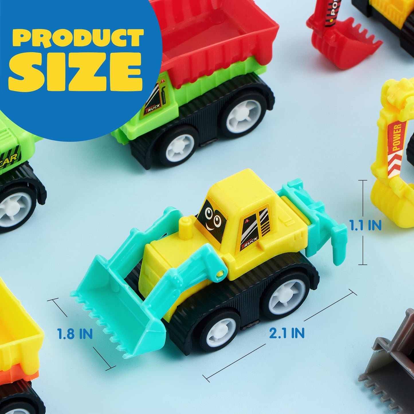 Joyfy 12 Pcs Car Toys, Mini Construction Pull Back Car Set with Excavator, Dump Truck and Bulldozers, Kids Sand Toy Trucks, Party Favor for Toddlers