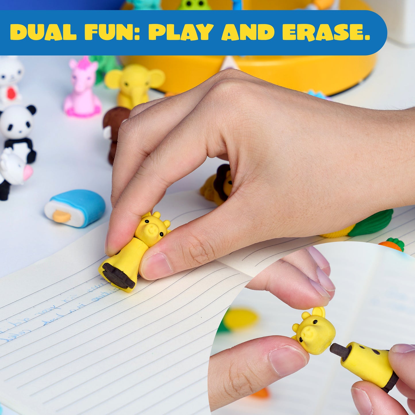 JOYIN 72 Pcs 3D Erasers for Kids, Food & Animals Erasers Bulk, Fun & Cute Mini Erasers for Pencil, Desk Pets, Classroom Prize, Birthday Party Favors, Treasure Box Toys, Gifts for Boys Girls