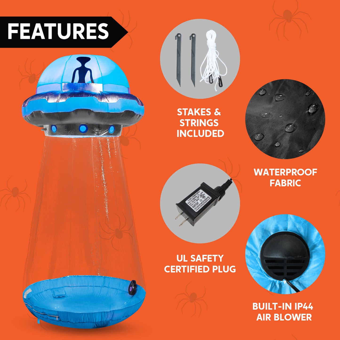 Syncfun 4 FT Halloween Inflatable UFO Alien Decoration with Built-in LEDs,UFO Halloween Decorations Outdoor Blow Up Yard Lawn Decoration