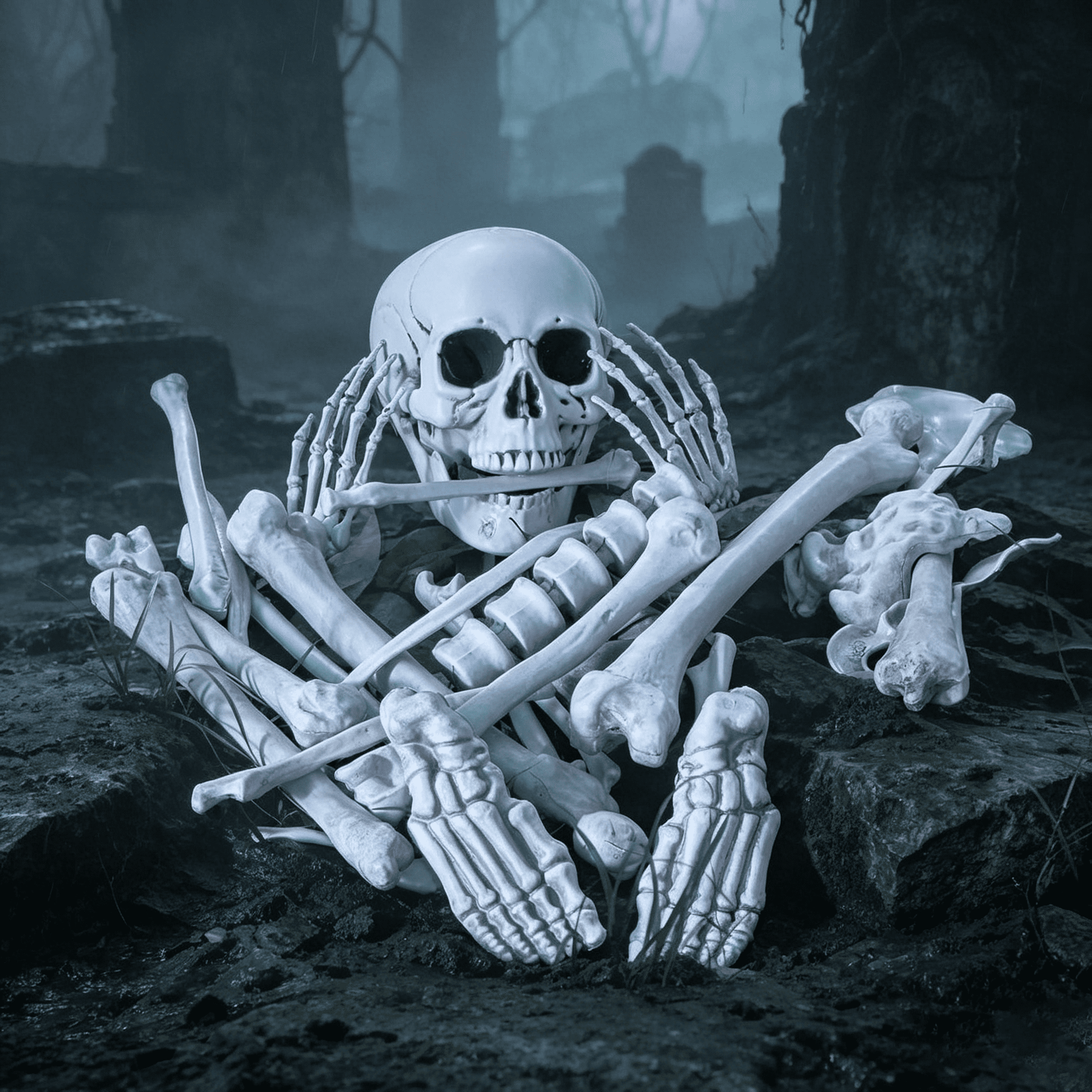 Joyfy 28 PCS Halloween Decorations Skeleton Bones and Skull Kit, Indoor Outdoor Decorations