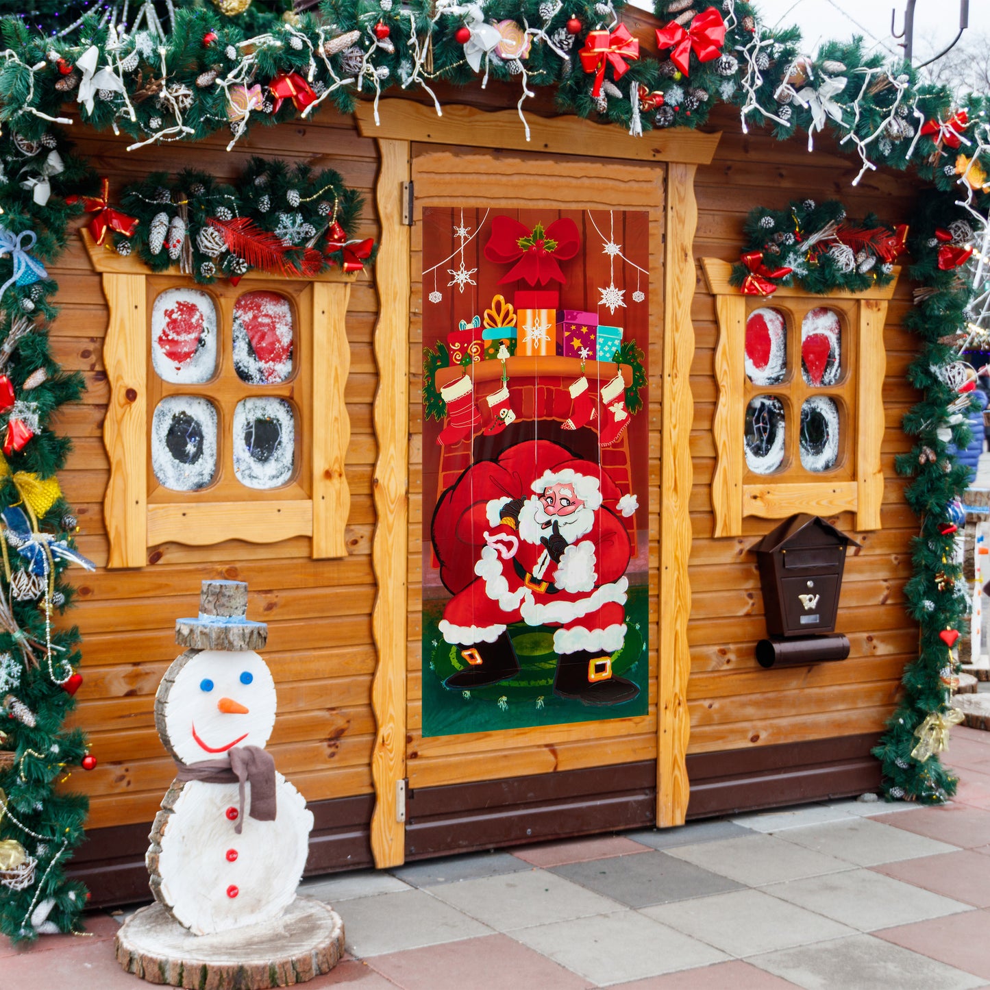 SYNCFUN Christmas Santa with Gifts Window Door Cover Winter Holiday Party Decoration 72X30 Inches