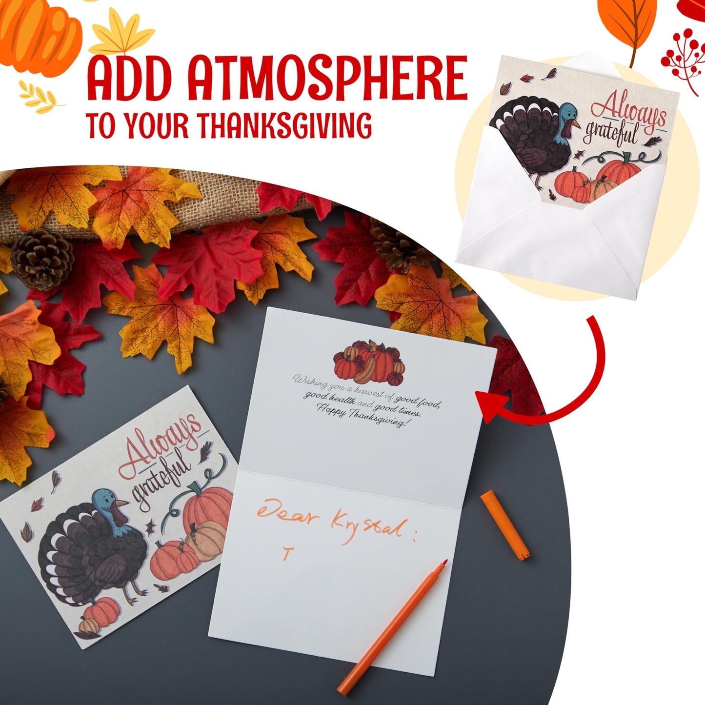 JOYIN 36Pcs Thanksgiving Greeting Gift Cards for Christmas Dinner Holiday Parties Celebrations Harvest