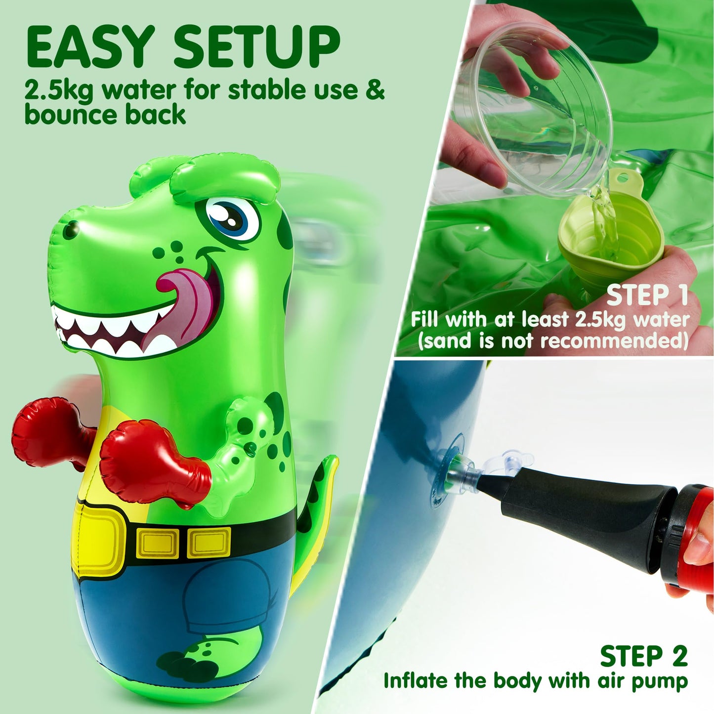 Syncfun 47 Inches Inflatable T-rex Dinosaur Bopper, Kids Punching Bag Bounce-back Action, Punching Toy For Boys