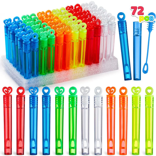 Syncfun 72 Pcs Mini Bubble Wands Bulk with 6 Colors for Kids Summer Toys, Bubble Sticks Outdoor Fun Activity, Party Favors Gift, Game prizes