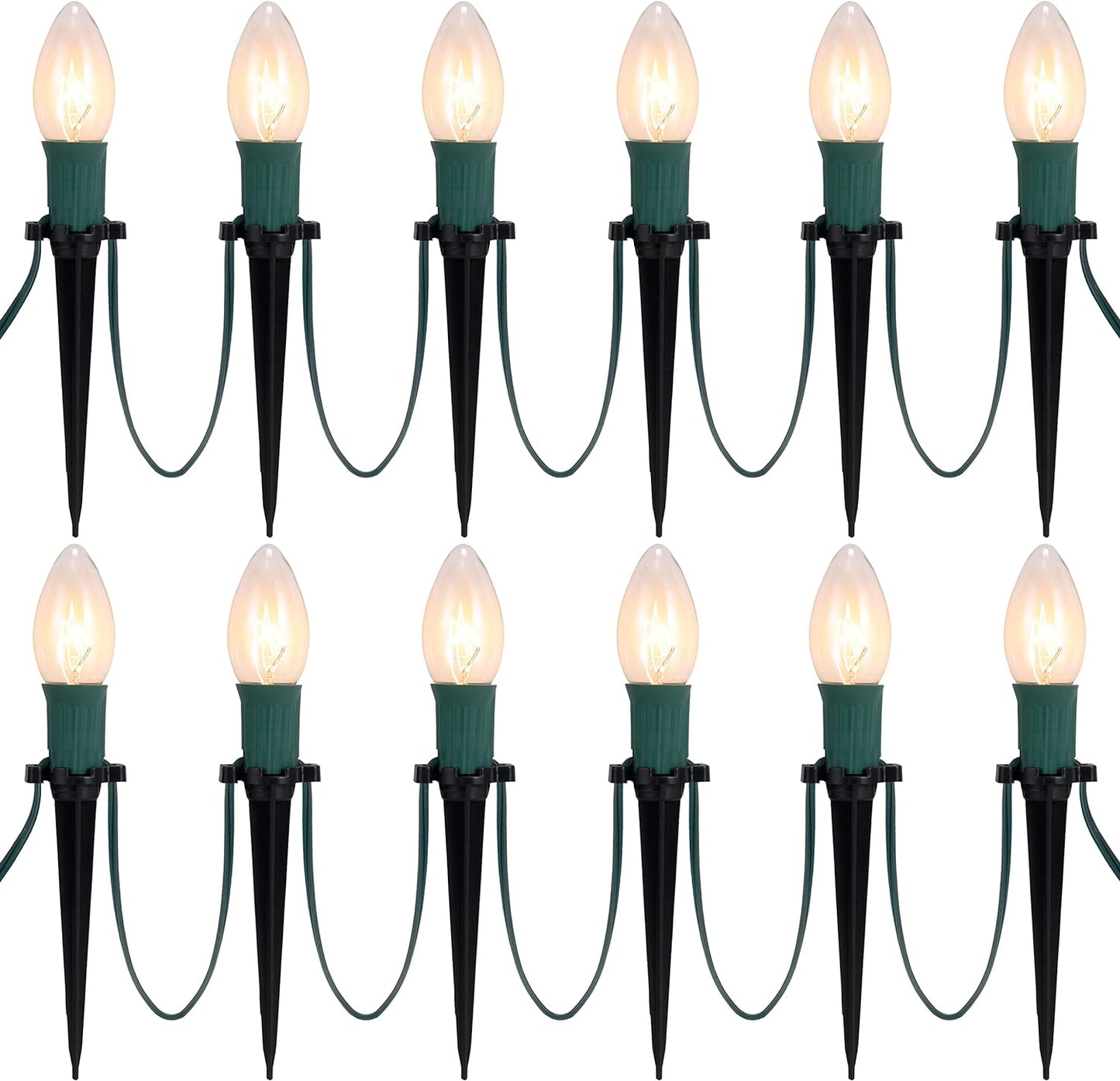 Joyfy Christmas Pathway Lights Outdoor,30.75 FT 24 LED Walkway Lights with Marker Stakes,Outdoor Christmas Lights for House Warm White Christmas Decorations