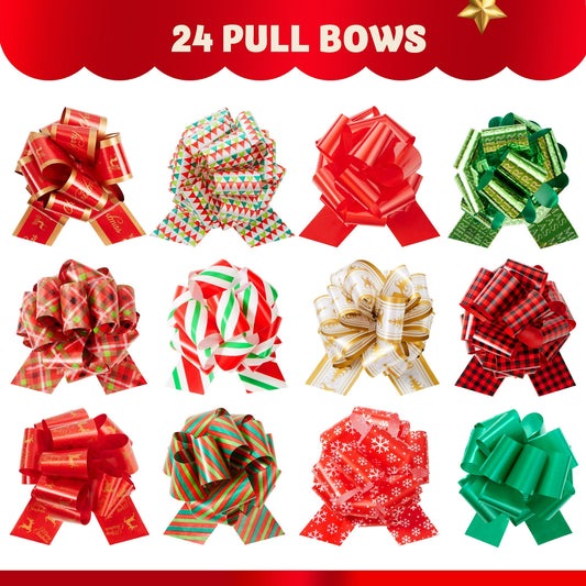 SYNCFUN Christmas Pull Bows Present Wrap Ribbon