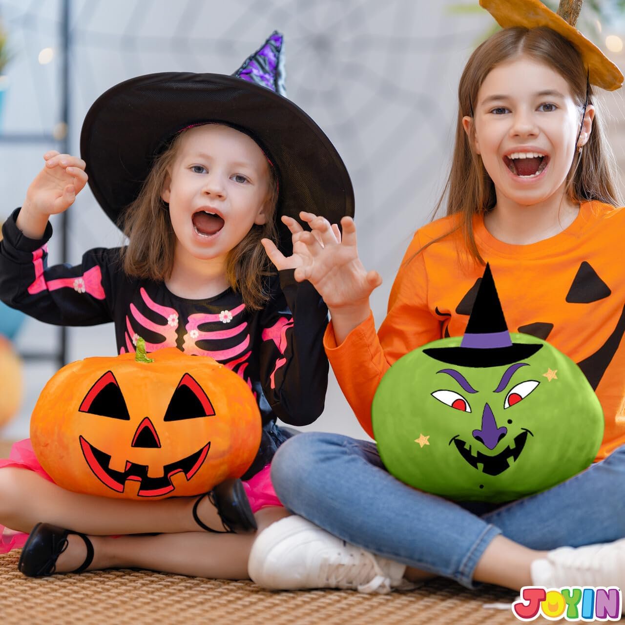Joyfy 3D Halloween Stickers Pumpkin Decorations Kit,Pumpkin Face Stickers for Halloween Party Supplies Games,Halloween Crafts for Kids