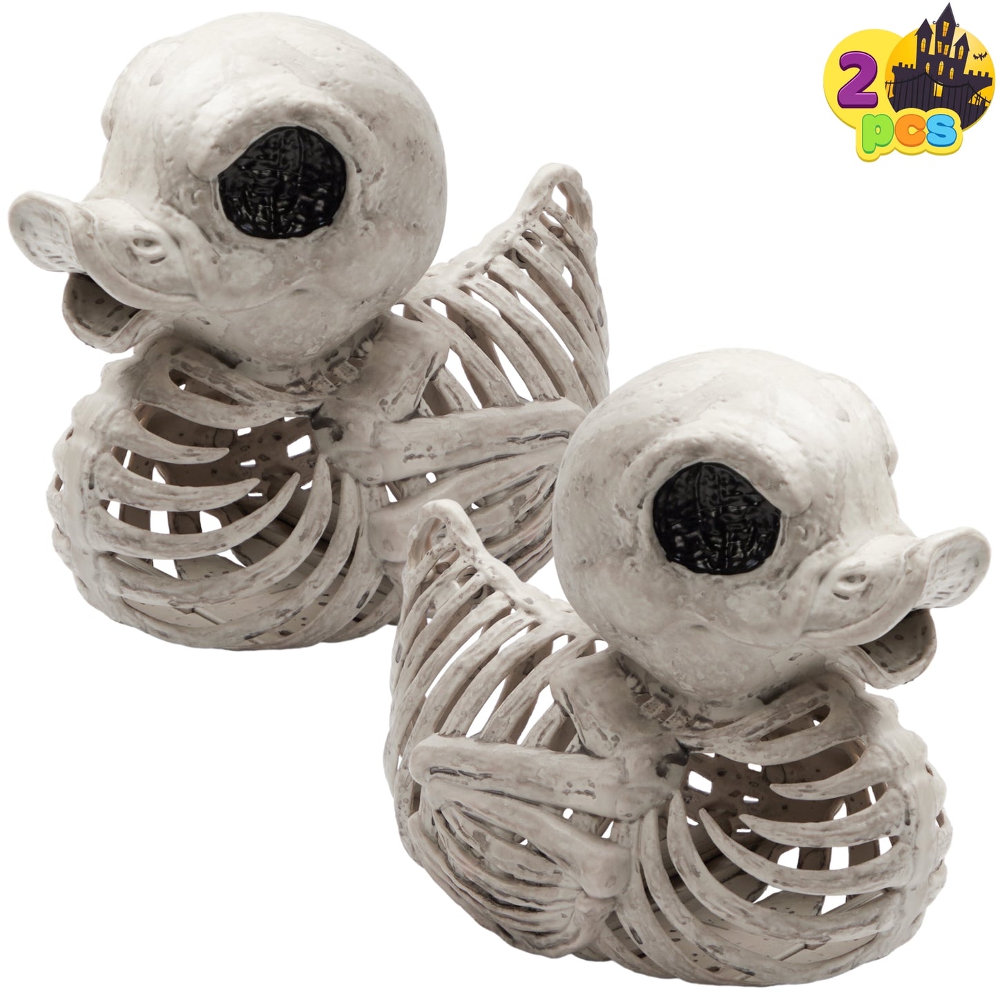 Joyfy 2 Pcs Duck Skeleton Halloween Decoration,4.5 Inch Posable Plastic Animals Halloween Skeleton for Indoor Outdoor Halloween Decorations,Haunted House Party Props