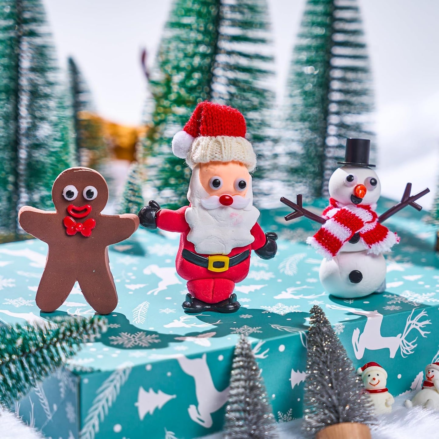 SYNCFUN 3 PCS Christmas Craft Kit, Christmas Snowman, Santa Claus and Gingerbread Man Craft Kit for Kids Xmas DIY Gifts, Arts and Craft Activities