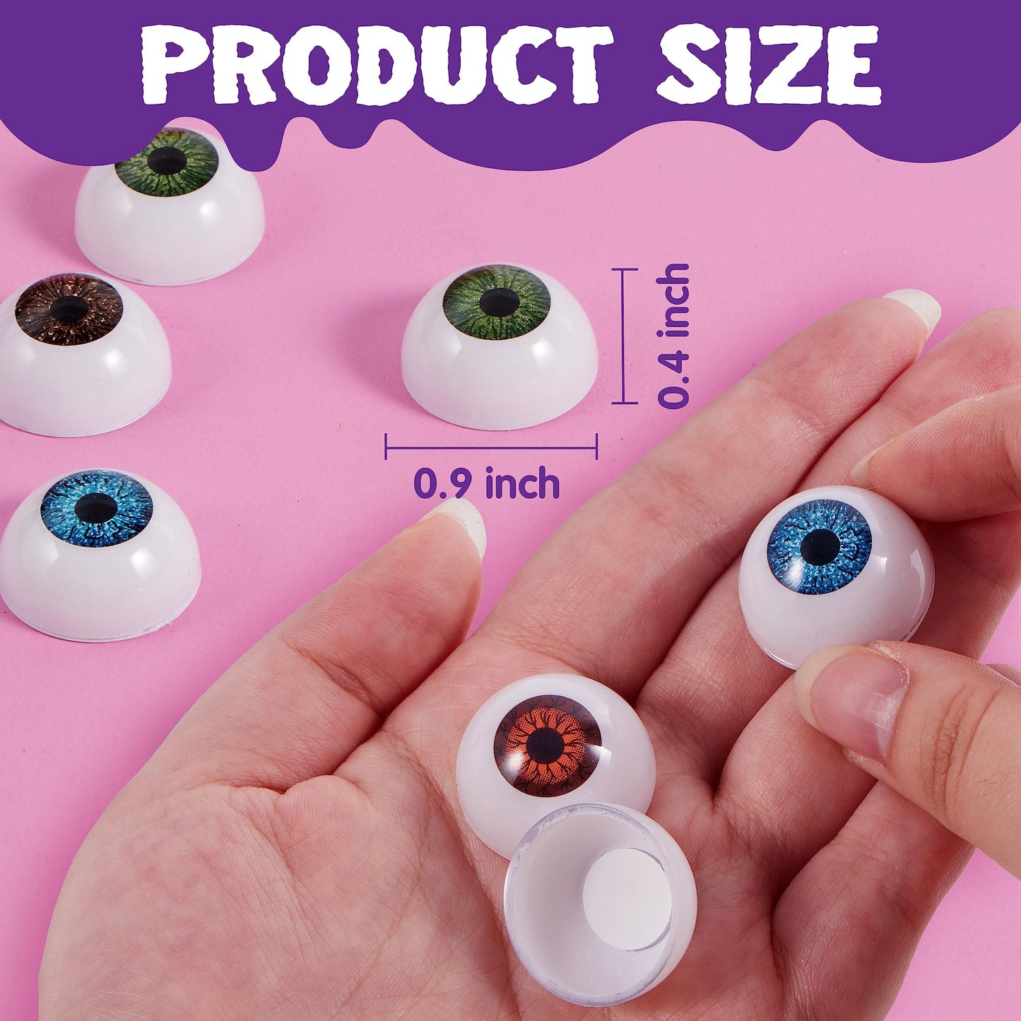 Sycnfun 24 Pcs Halloween Eyeballs Plastic Fake Realistic Eyeballs,Eyeballs Halloween Decor,Halloween Props,Halloween Trick or Treat Party Favor