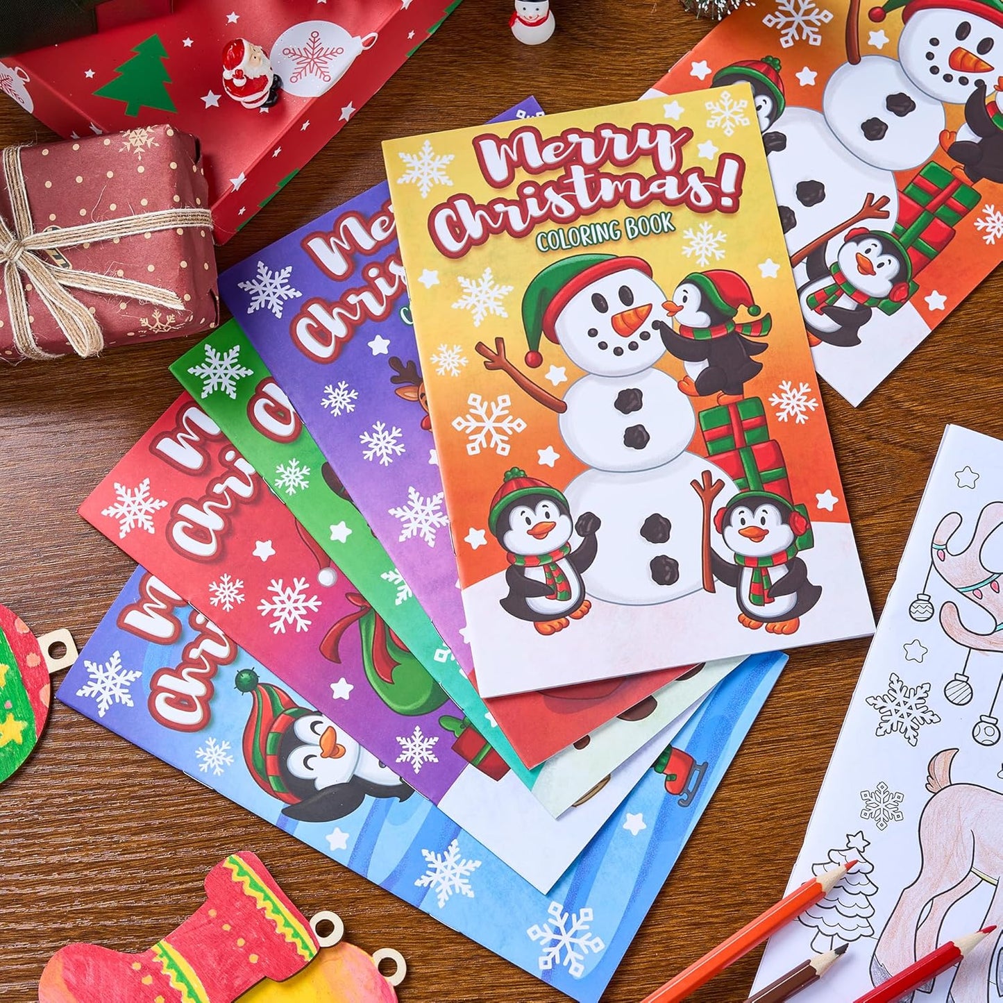SYNCFUN 48 Pcs Christmas Coloring Book Bulk in 6 Covers, Xmas Mini Coloring Books for Kids with Snowman, Santa Santa, Reindeer(Age 8+)