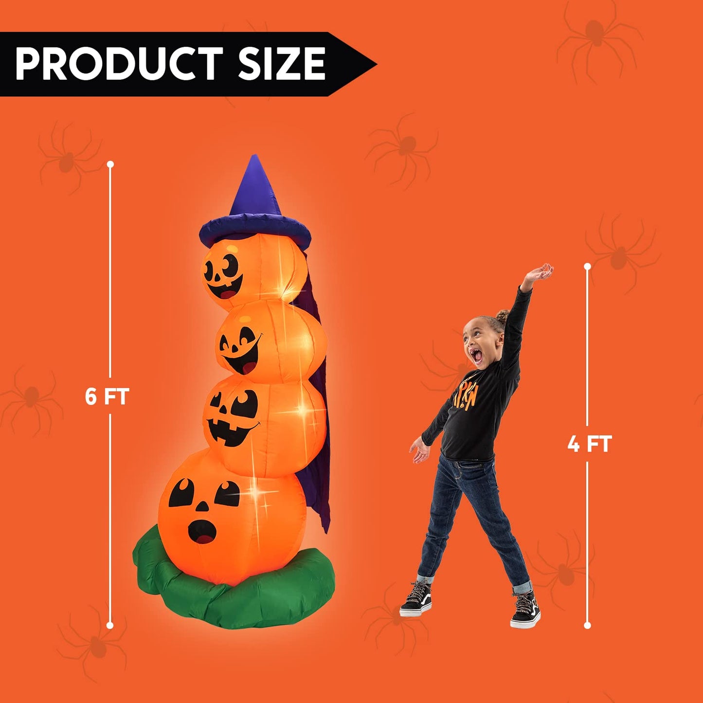 Syncfun 6 FT Halloween Inflatables Stacked Pumpkins with Build-in LEDs for Porch,Halloween Pumpkin Decor Blow up Yard Decorations