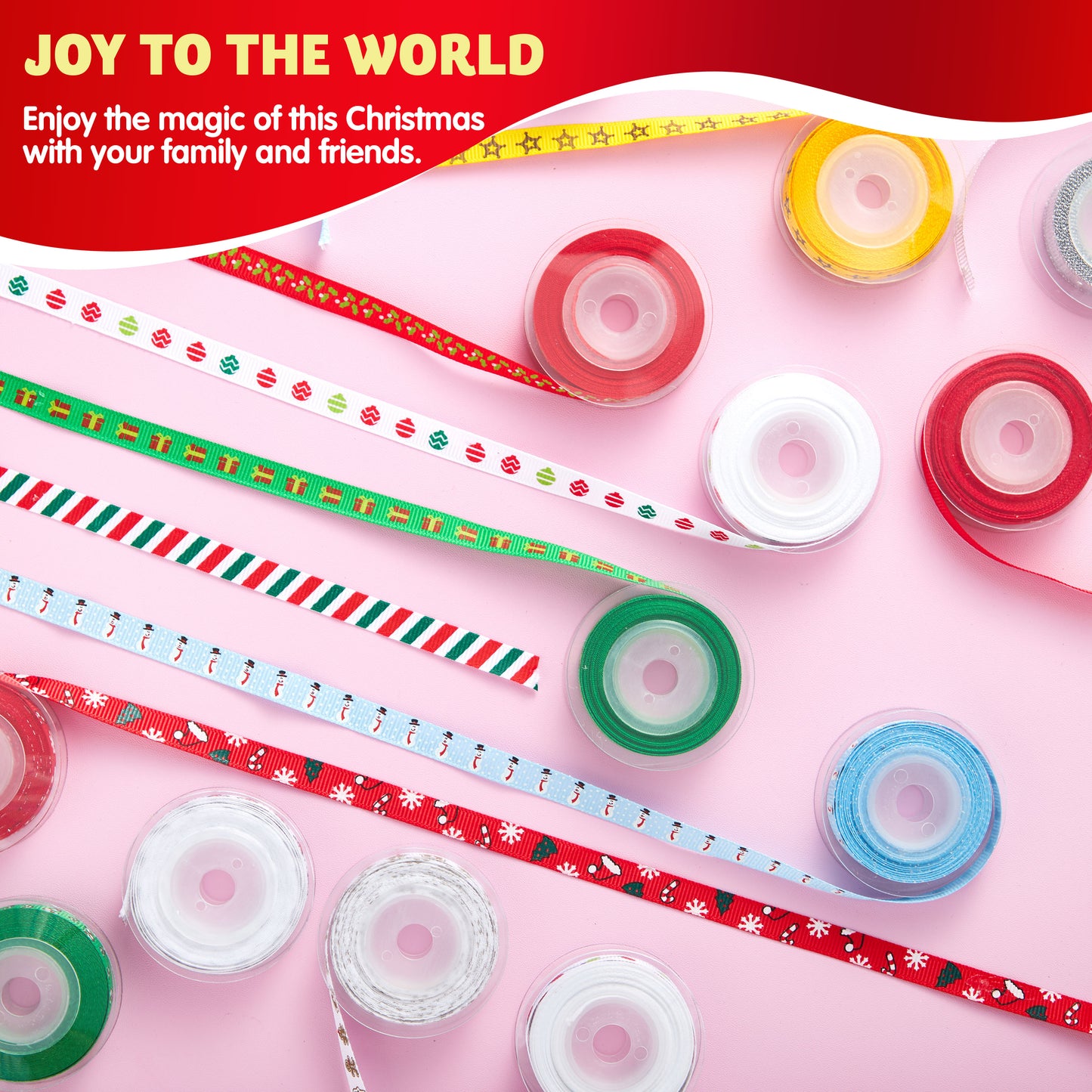 SYNCFUN 270 ft Satin Ribbon Assortment, 18 Pcs