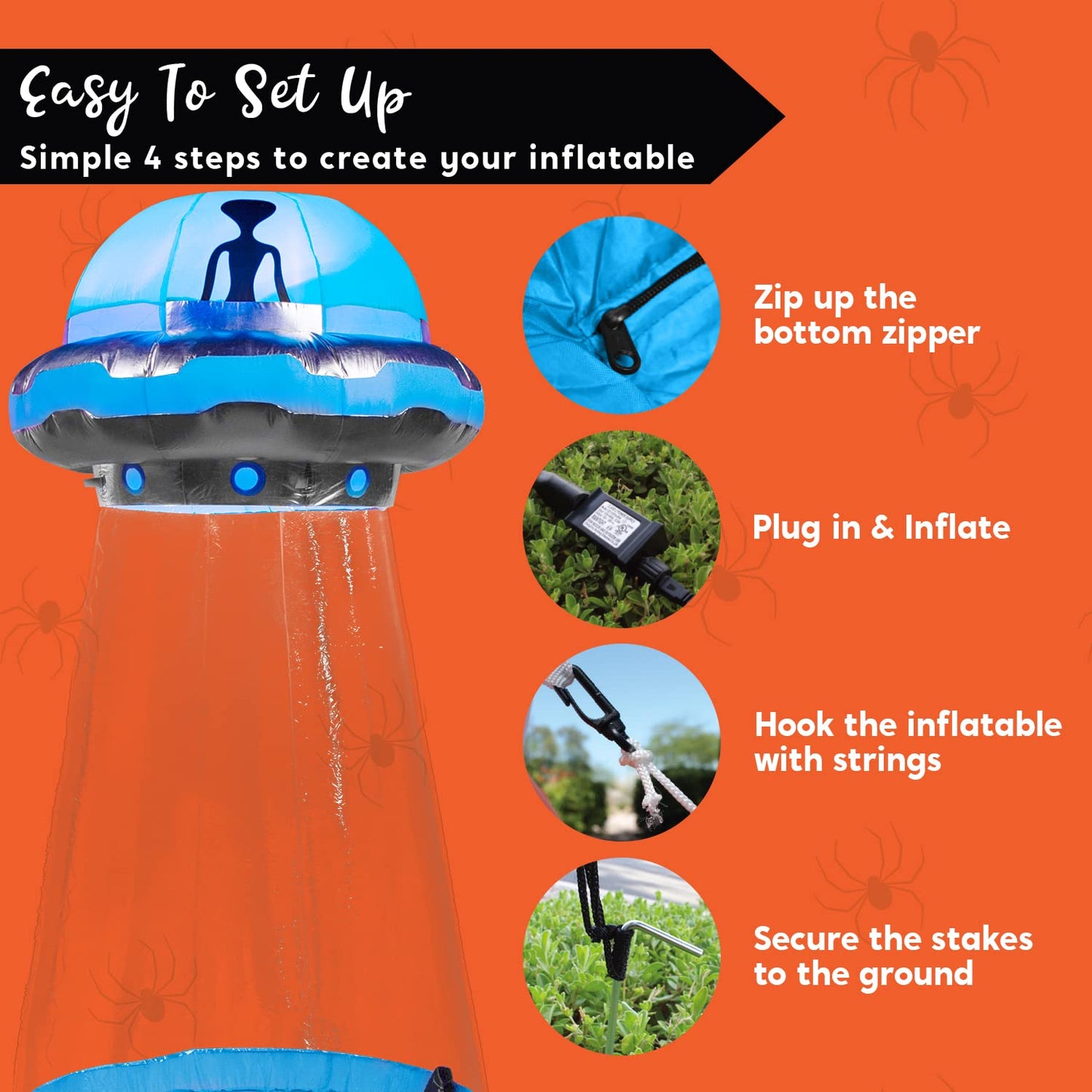 Joyfy 9 ft Halloween Inflatable UFO Alien Decoration with Built-in LEDs,UFO Halloween Decorations Outdoor Blow Up Yard Lawn Decoration