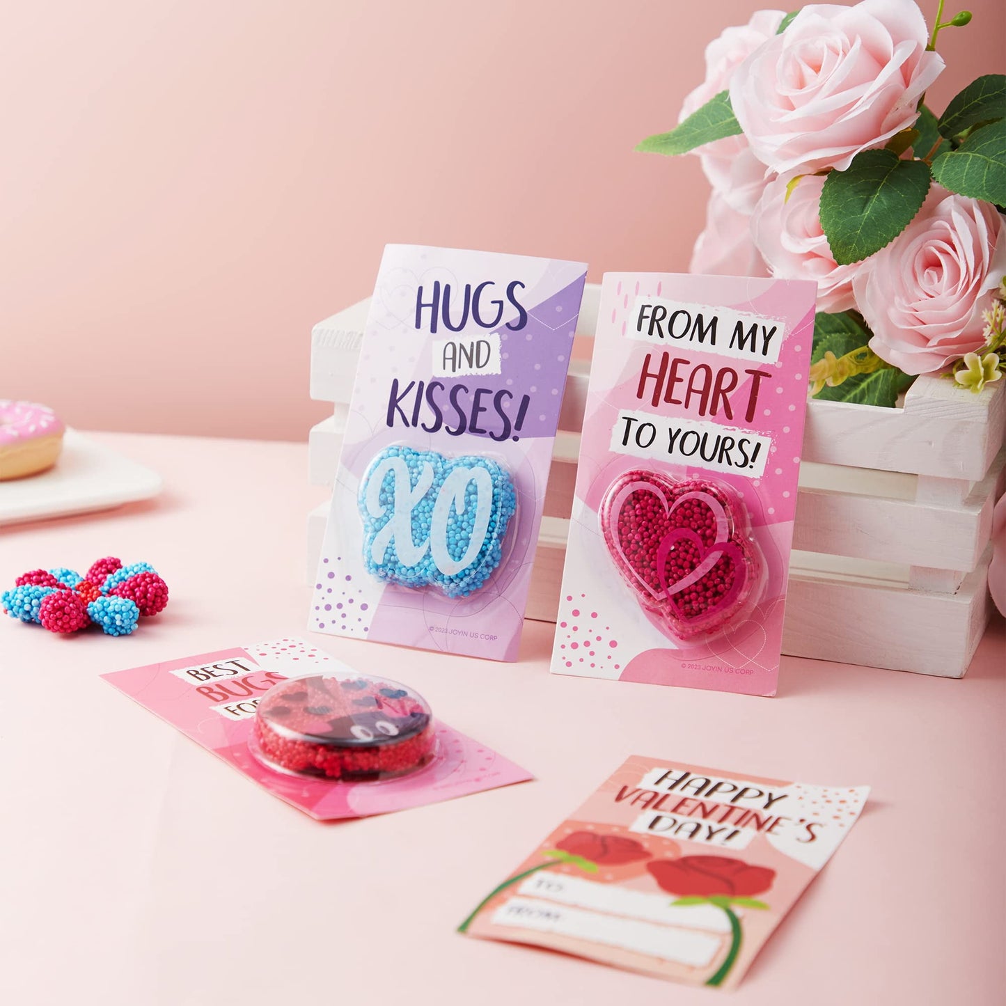 12 PCS Valentines Cards with Foam Squishy Toy for Kids, Valentines Gifts Set Stress Relief Fidget Toy for Boys Girls Valentines Class Exchange Cards
