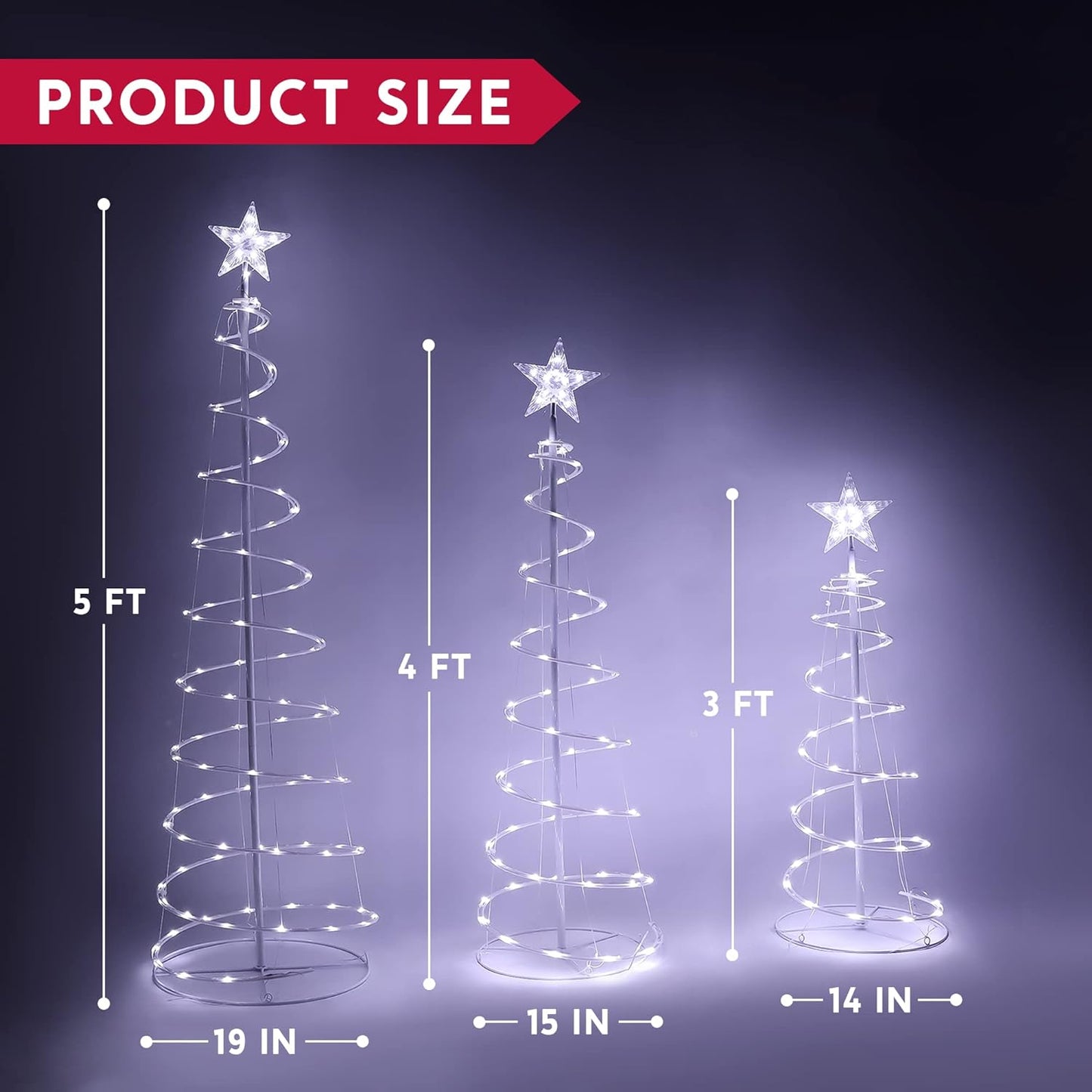 Joyfy 3 Pack Spiral Tree Christmas Decoration Outdoor,218 LED Christmas Tree Light Decorations,Christmas Yard Light with Stakes Decorations Outdoor Holiday Decor