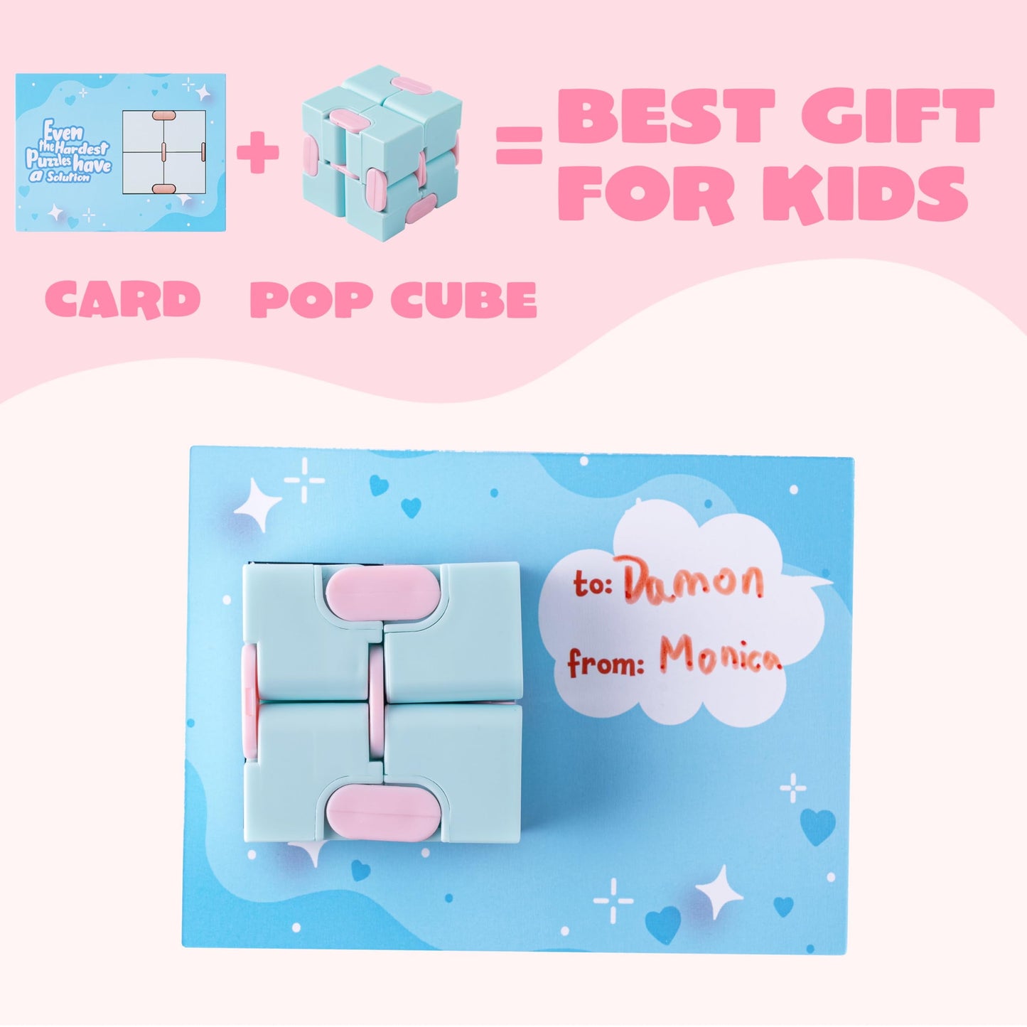28 Packs Valentines Cards with Fidget Cube for Kids, Snake Cube Fidget Puzzles s for Kids Valentines Class Exchange Cards