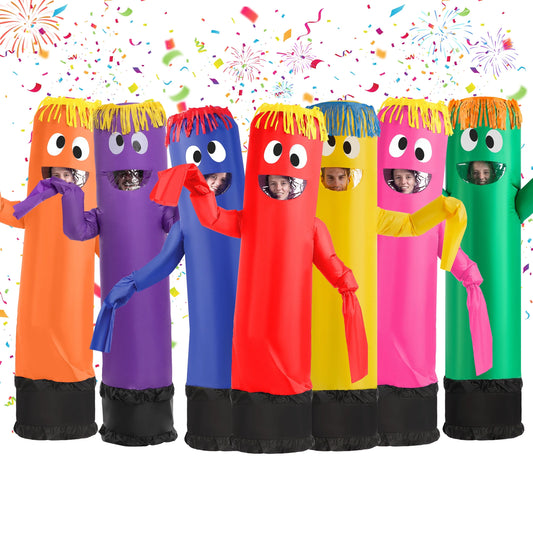 Joyfy Funny Adult Inflatable Costume, Red Tube Dancer, Wacky Waving Arms, Perfect for Halloween Dress Up Parties