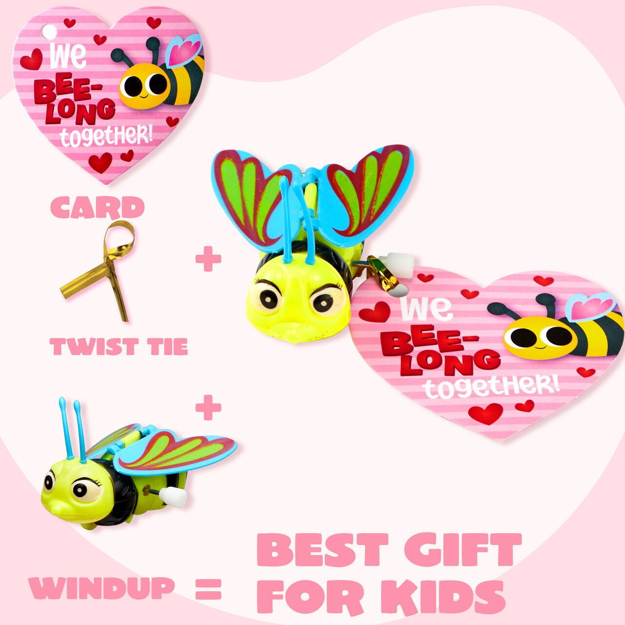 28 PCS Valentines Wind-up Toy with Cards for Kids, Valentines Party Favors, Goody Bag Fillers, Valentine Exchange Cards, Novelty Funny Gifts, Valentines Gift Cards