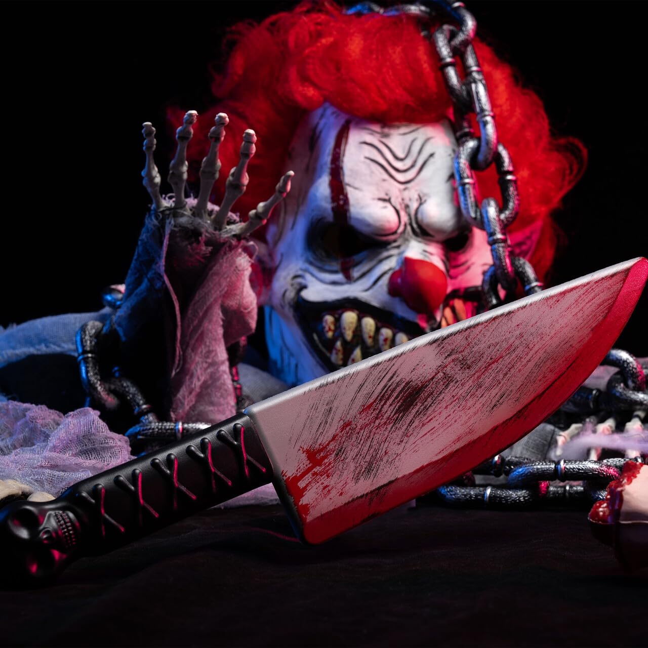 SYNCFUN 15.4 Inch Halloween Fake Knife With Fake Blood Prop,Large Plastic Halloween Prop Knife Toy for Costume Accessories Horror Costumes,Scary Accessories for Kids & Adults