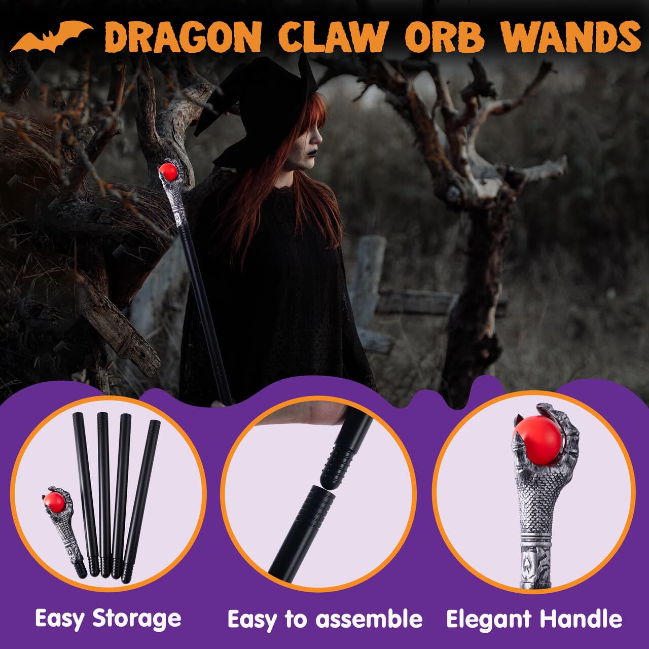 SYNCFUN 58 Inch Halloween Staff Costumes Walking Canes Dragon Claw Walking Stick for Egyptian Costume Photo Prop Accessory Decorations,Halloween Dress Up Parties