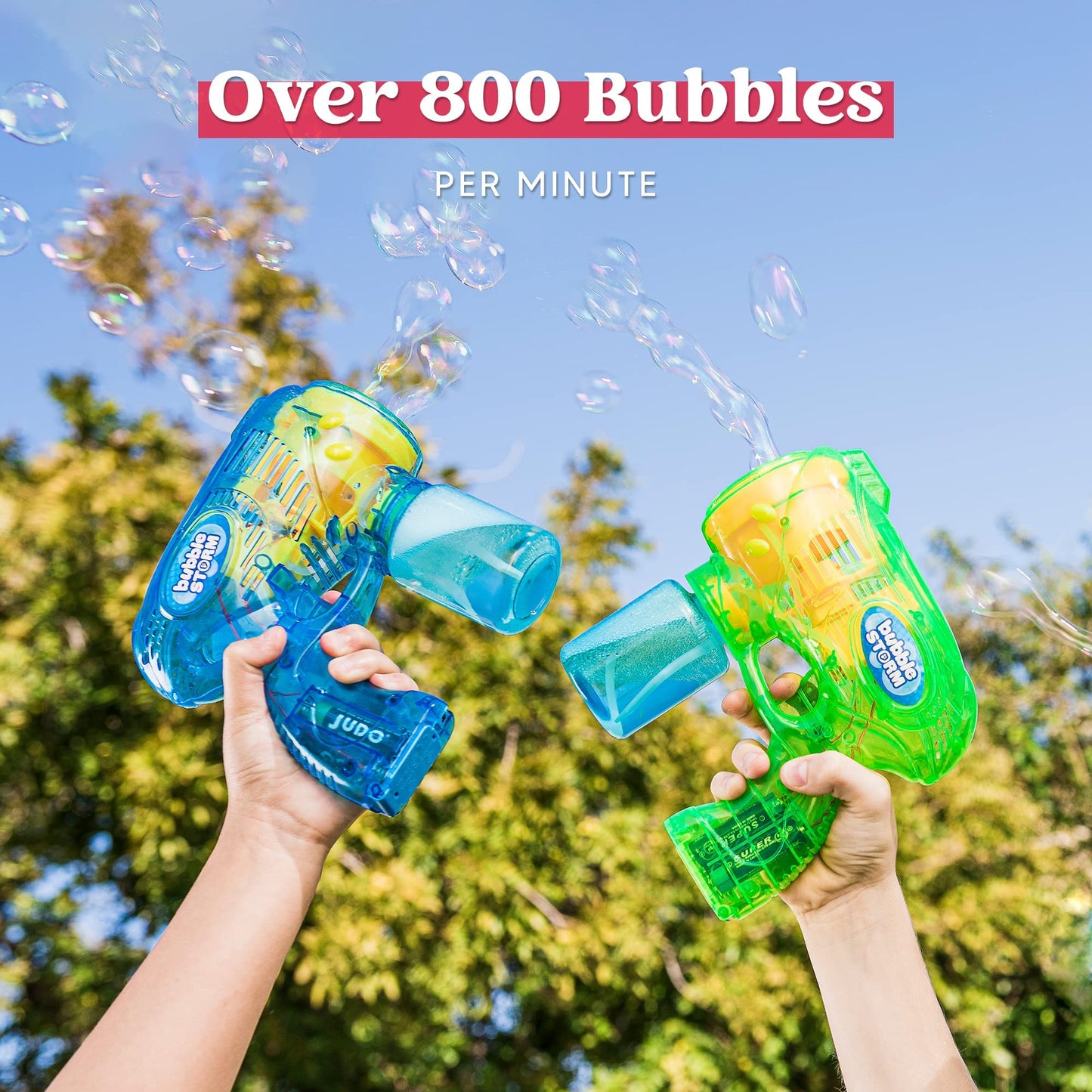 Syncfun 2 Pcs Bubble Gun for Kids,10 oz Bubble Gun with Refill Solution,Automatic Bubble Guns for Kids,Party Favors,Birthday Gift,Easter