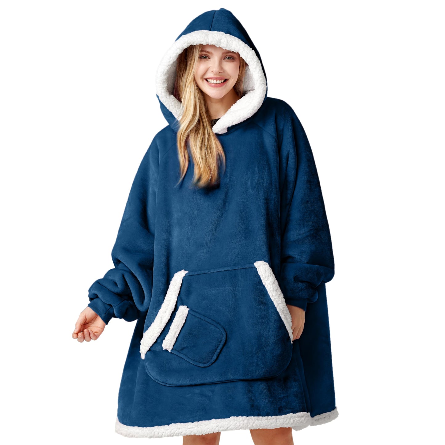 Joyfy Wearable Blanket Hoodie,Oversize Hoodie Fleece Sweatshirt Wearable Blanket for Women and Men,Clothing Gift for Women Men Mom Dad,Giant Hood Pocket and Sleeves for AdultNevy,Oversize