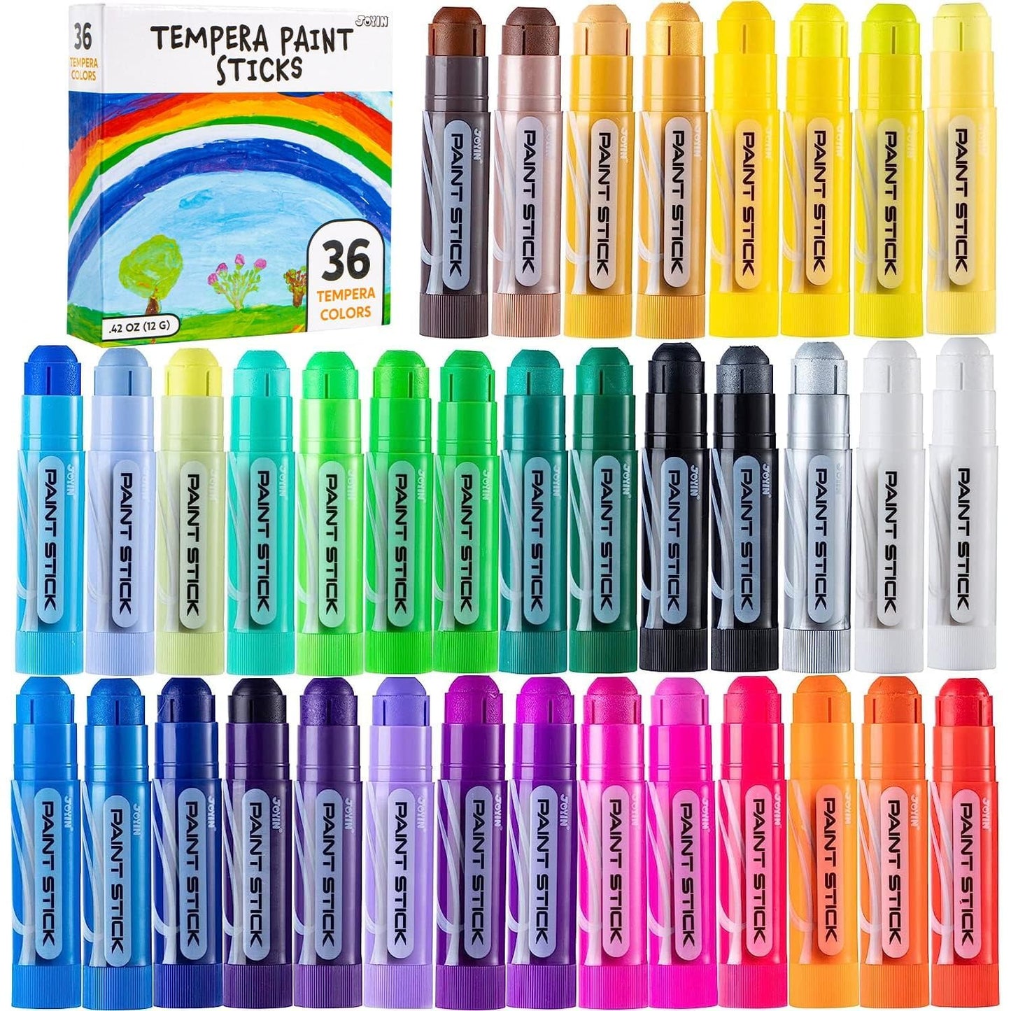 Joyfy 36pcs Tempera Paint Sticks, Washable Paint Sticks for Kids Toddlers ,Art Gifts for Arts And Crafts Project，paint sticks for kids，Face Paint Sticks for Kid