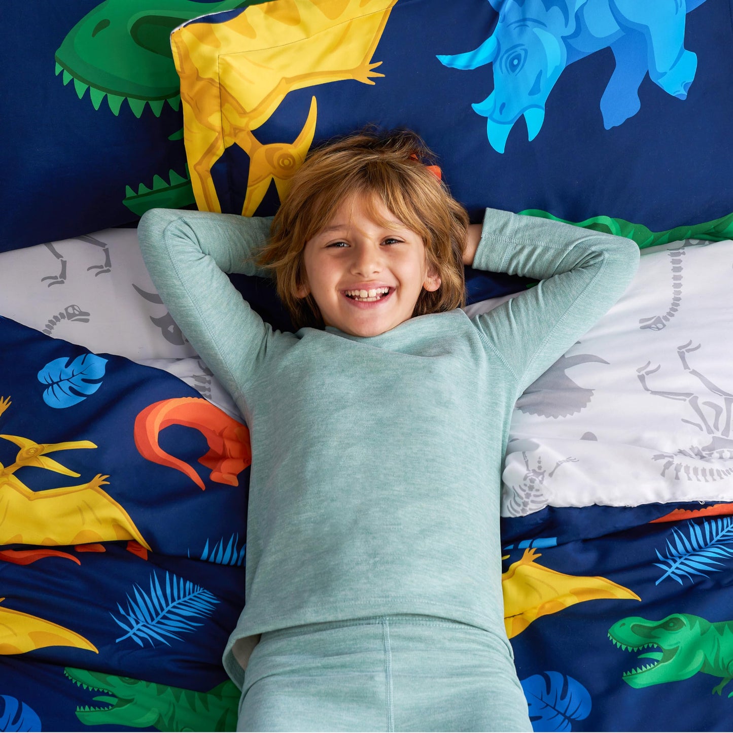 Joyfy Kids Twin Comforter Set 5pcs Dinosaur Bedding Set for Boys, Super Soft Microfiber Bed in a Bag with Comforter, Sheets, Pillowcase & Sham for Kids Age 5+