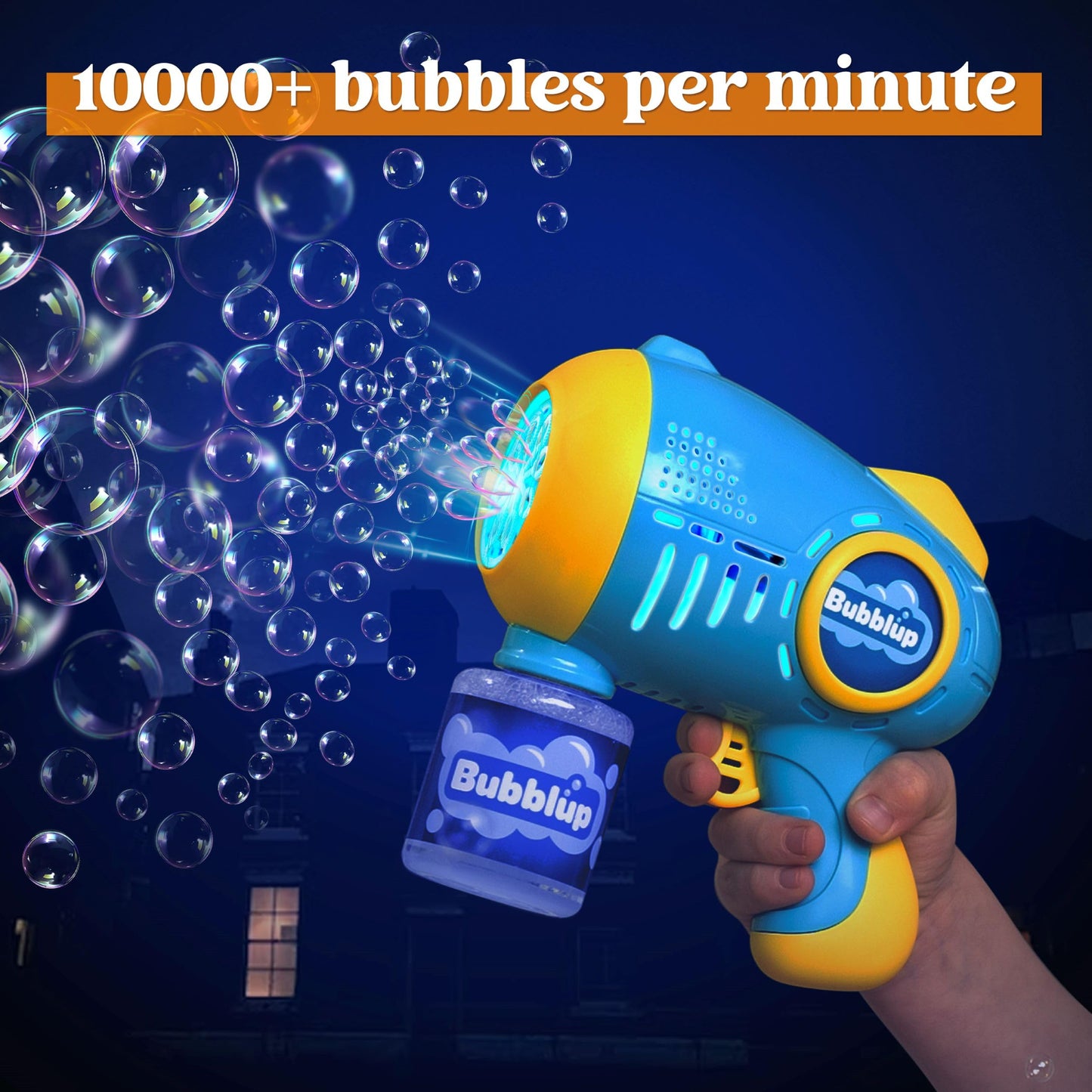 Syncfun 2 Pack Light Up Bubble Guns for Kids with 4 Bottles Bubble Refill Solution, Automatic Bubble Toys Summer Party Favors, Easter Basket Stuffers, Birthday Gift