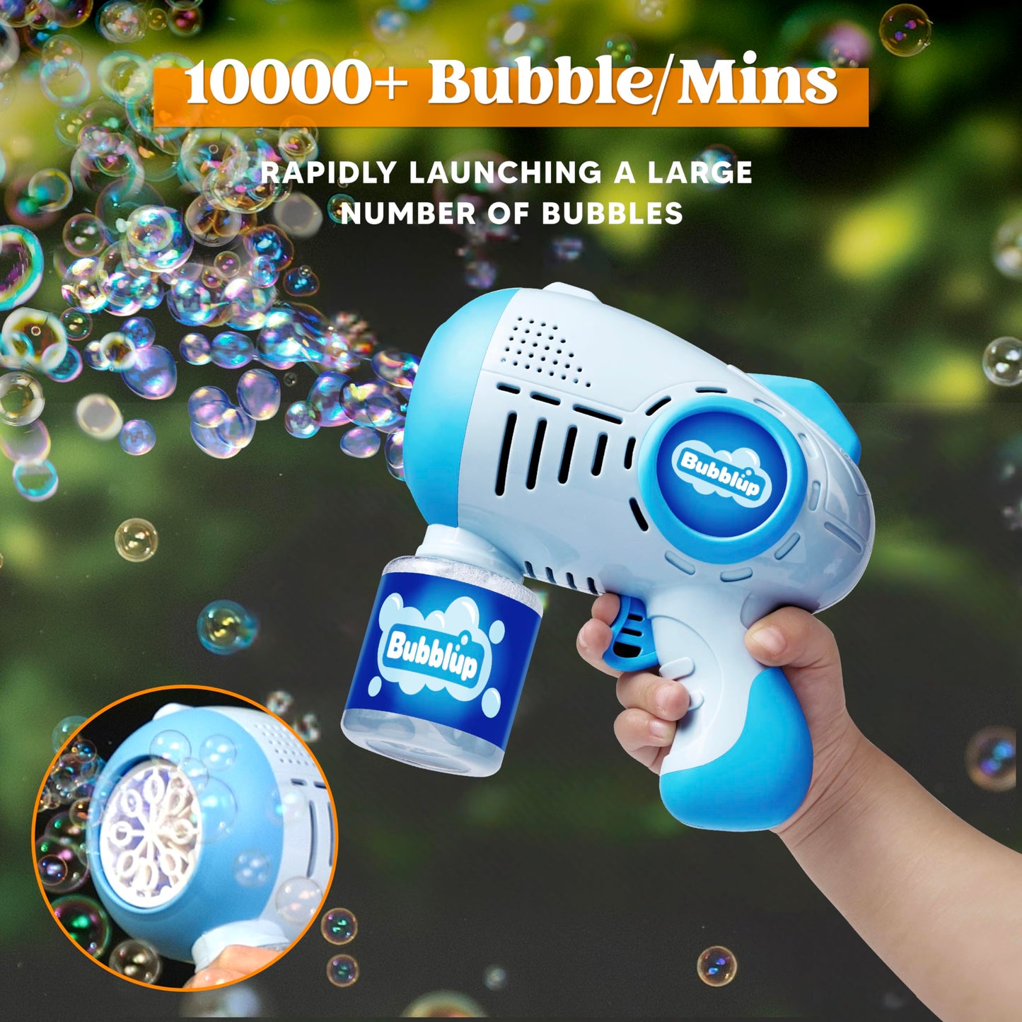 Syncfun 2 Pack Light Up Bubble Guns for Kids with 4 Bottles Bubble Refill Solution, Automatic Bubble Toys Summer Party Favors, Easter Basket Stuffers, Birthday Gift