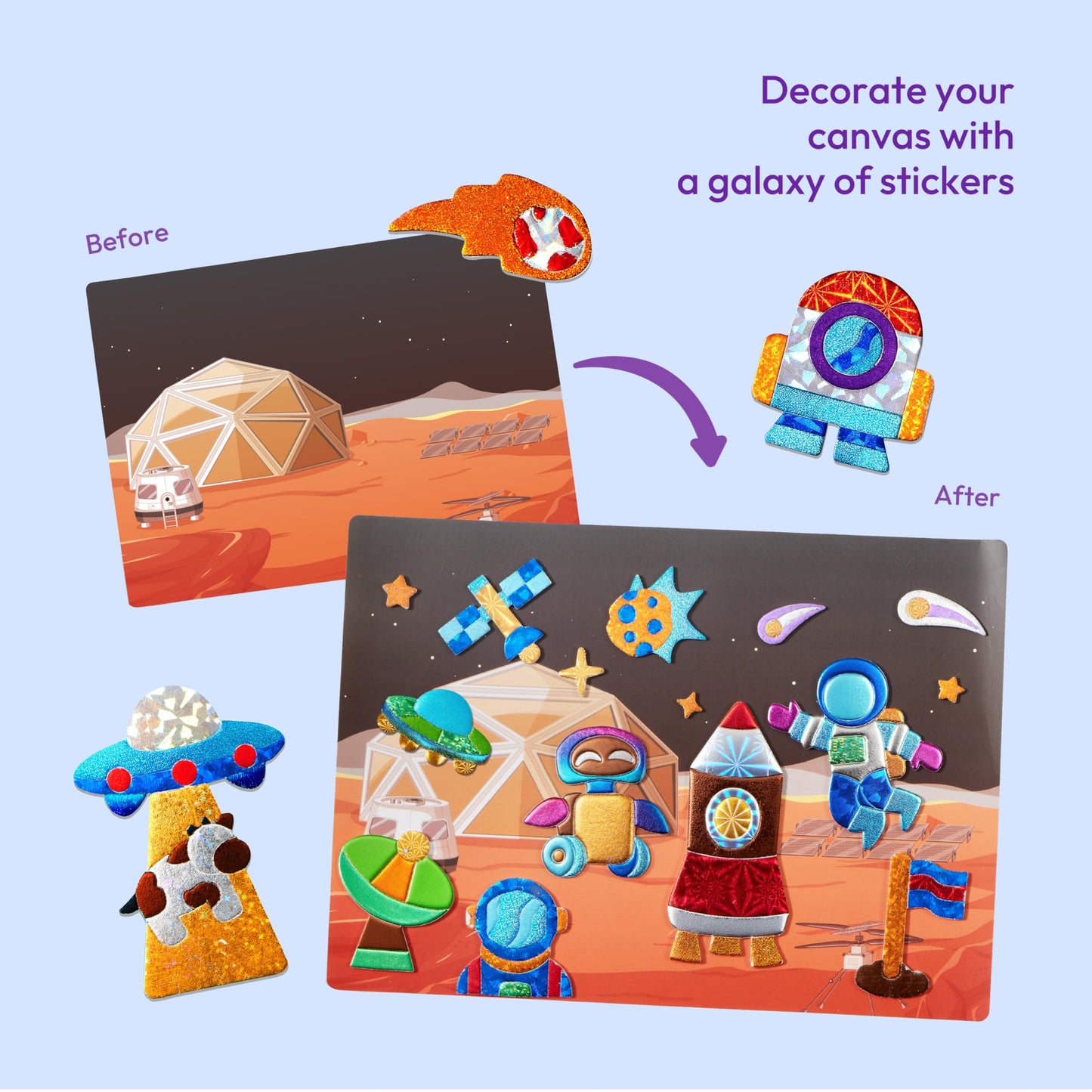 Klever Kits Outer Space Foil Art Kit, Mess Free Coloring Foil Foam Stickers, Kids Travel Activity Birthday Gifts for Boys & Girls Ages 4+