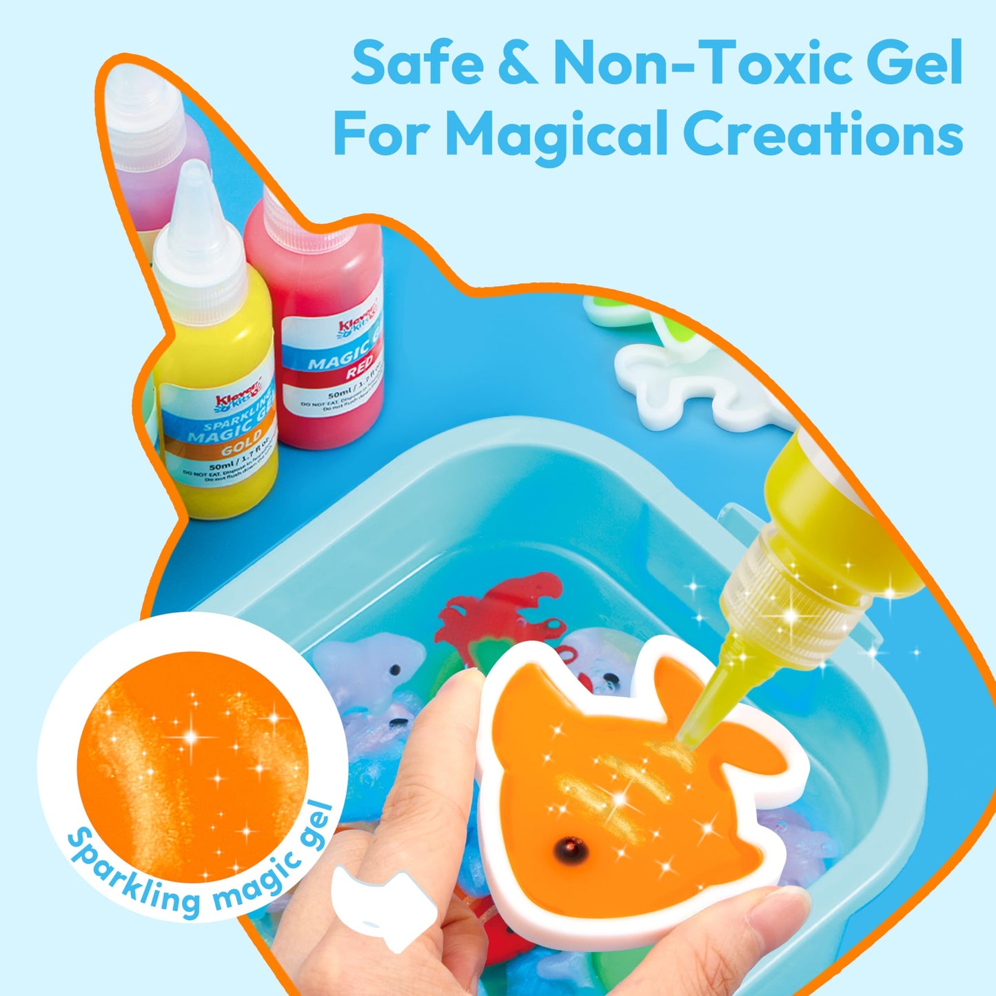 JOYFY Magic Water Elf Toy Kit, Glow in the Dark Aqua Fairy Water Toy with 10 Magic Gels, 12 Sea Creature Molds, Creativity DIY Craft for Kids Age 3+