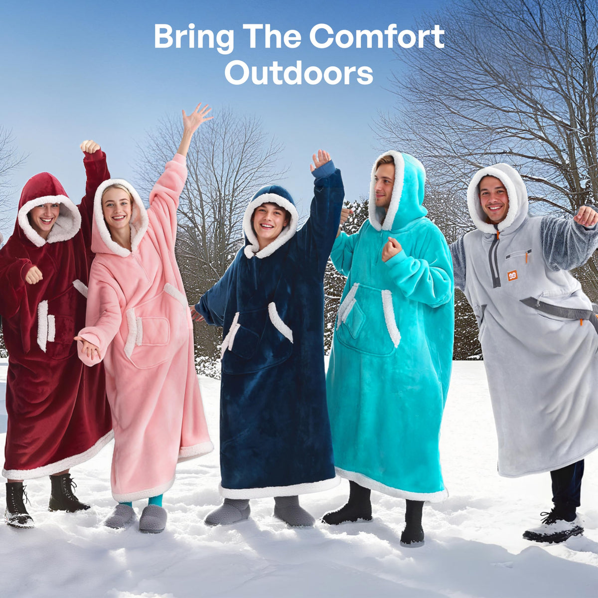 Joyfy Wearable Blanket Hoodie for Women Men Gifts for Women Mom Wife Sherpa Fleece Long Hooded Blanket Sweatshirt Cozy Sherpa Wearable Throw with Pocket & Sleeves for Adult