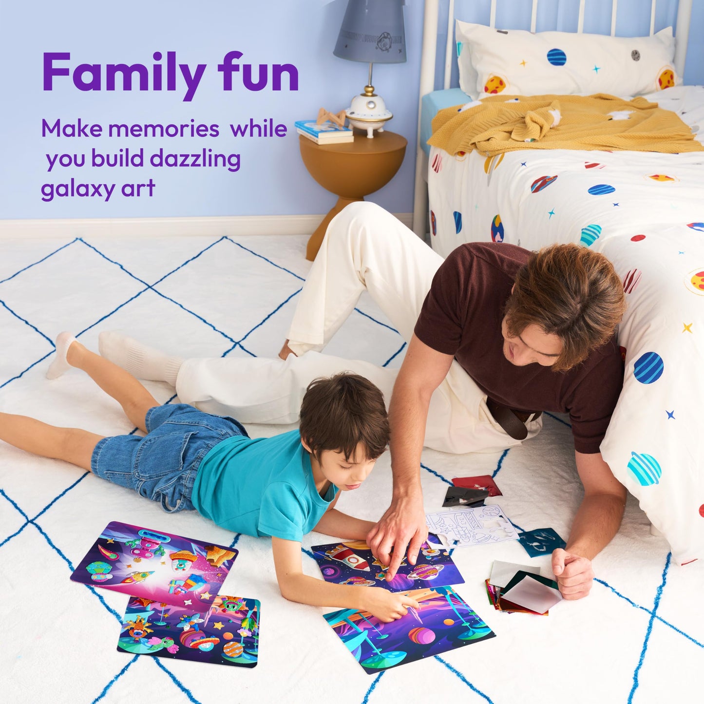 Klever Kits Outer Space Foil Art Kit, Mess Free Coloring Foil Foam Stickers, Kids Travel Activity Birthday Gifts for Boys & Girls Ages 4+