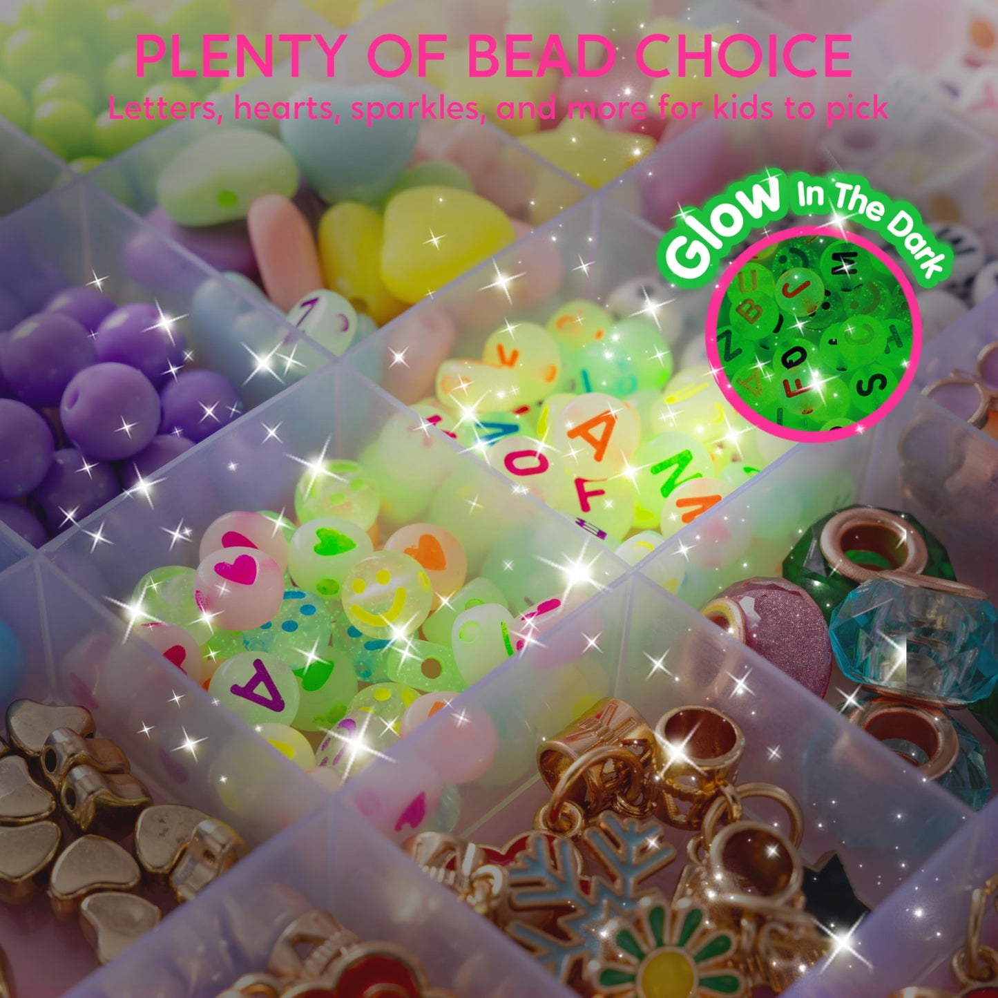 Klever Kits Princess Bracelet Making Kit, Jewelry Making Kit with over 650 Beads, Charms & Elastic Cords, Arts and Crafts Gift for Girls Ages 4-9