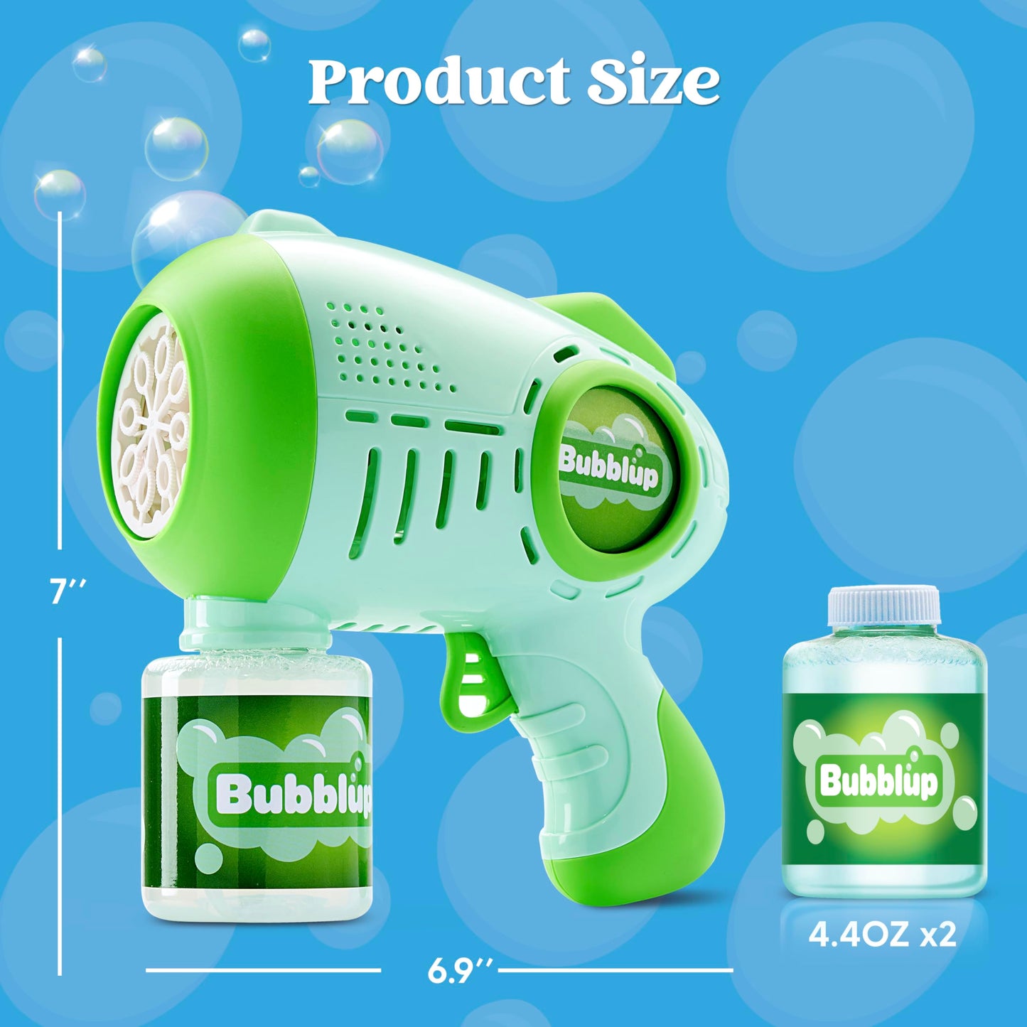 Syncfun 2 Pack Light Up Bubble Guns for Kids with 4 Bottles Bubble Refill Solution, Automatic Bubble Toys Summer Party Favors, Easter Basket Stuffers, Birthday Gift