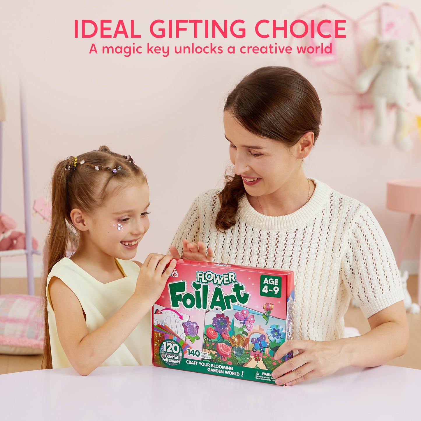 JOYFY Flowers & Butterflies Foil Art Kit, Mess Free Coloring Foil Foam Stickers, Kids Travel Activity Birthday Gifts for Boys & Girls Ages 4+