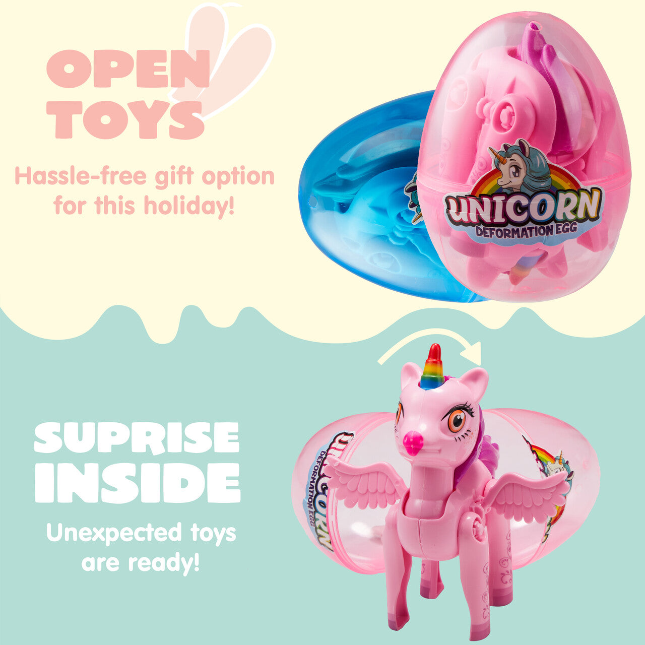 SYNCFUN 8 Pcs Easter Basket Stuffers with Unicorn Deformation Toys,3.5" Easter Exchange Toy for Girls Toddlers Kids,Classroom Prize Supplies,Birthday Gifts