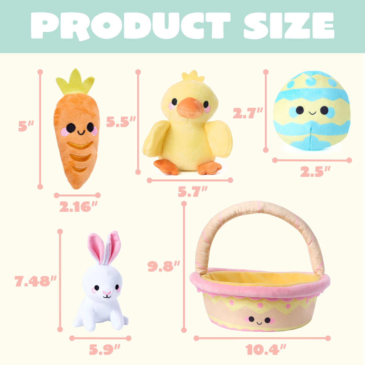 JOYFY 5 Easter Basket Plush Toy Set, filled with rabbit, egg, and carrot baskets, pre filled with animal fillers